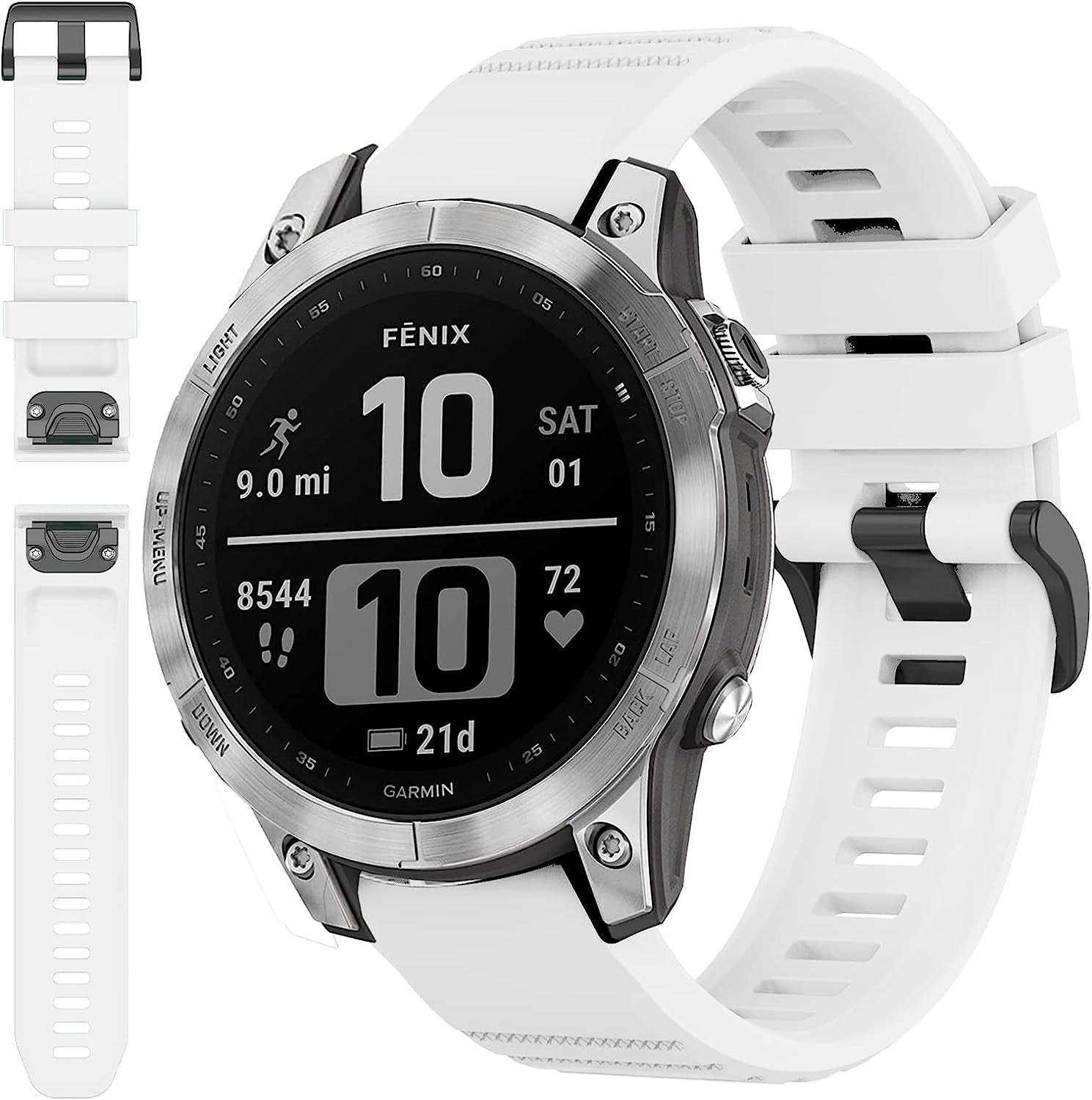 Miimall Compatible for Garmin Fenix 7 Watch Band 22Mm Sport Soft Silicone Flexible Watch Strap Quick Fit Silicone Band Strap for Garmin Fenix 7/7 Sapphire Solar/Fenix 6/6 Pro//Fenix 5 22Mm(Green)  Miimall White  