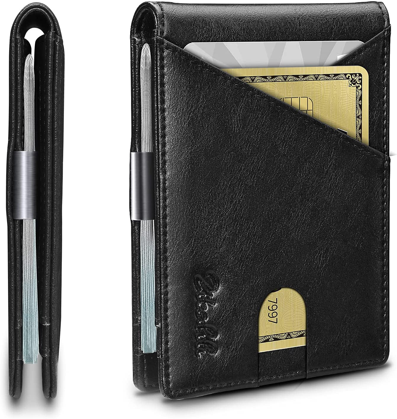 Zitahli Wallet for Men - with Money Clip Slim Leather Slots Credit Card Holder RFID Blocking Bifold Minimalist Wallets with Gift Box  Zitahli Classic Black  