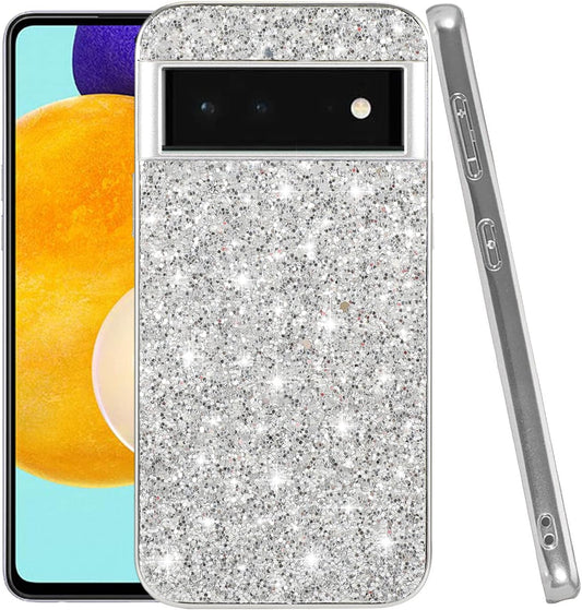 Compatible with Google Pixel 6 Pro Case Glitter Bling Google Pixel 6 Pro Phone Case for Girls Cute Bumper Shockproof Protective Case (Google Pixel 6 Pro, Silver)  Generic   