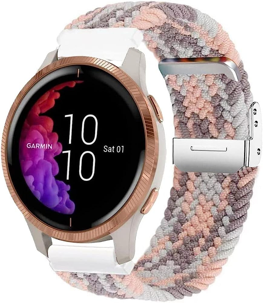 Krudary Nylon Elastic Watch Bands Compatible with Garmin Venu/Venu Sq, 20Mm Adjustable Fabric Breathable Soft Stretch Bracelet Strap for Garmin Vivoactive 3, Vivomove Hr/Style/Luxe  Krudary   