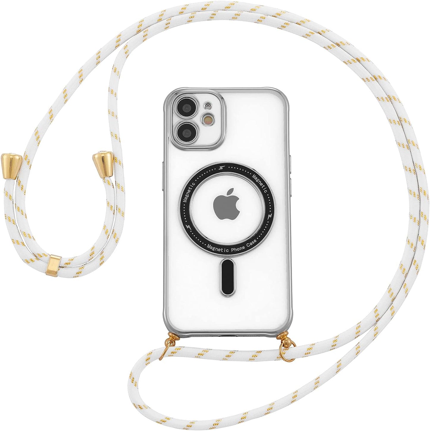 ZCDAYE Magnetic Clear Case for Iphone 13, [Compatible with Magsafe] [Lens Protector] Crossbody Adjustable Neck Lanyard Phone Case Premium TPU Shockproof Cover for Iphone 13(6.1 Inches) - Sliver  ZCDAYE Silver Iphone 11 