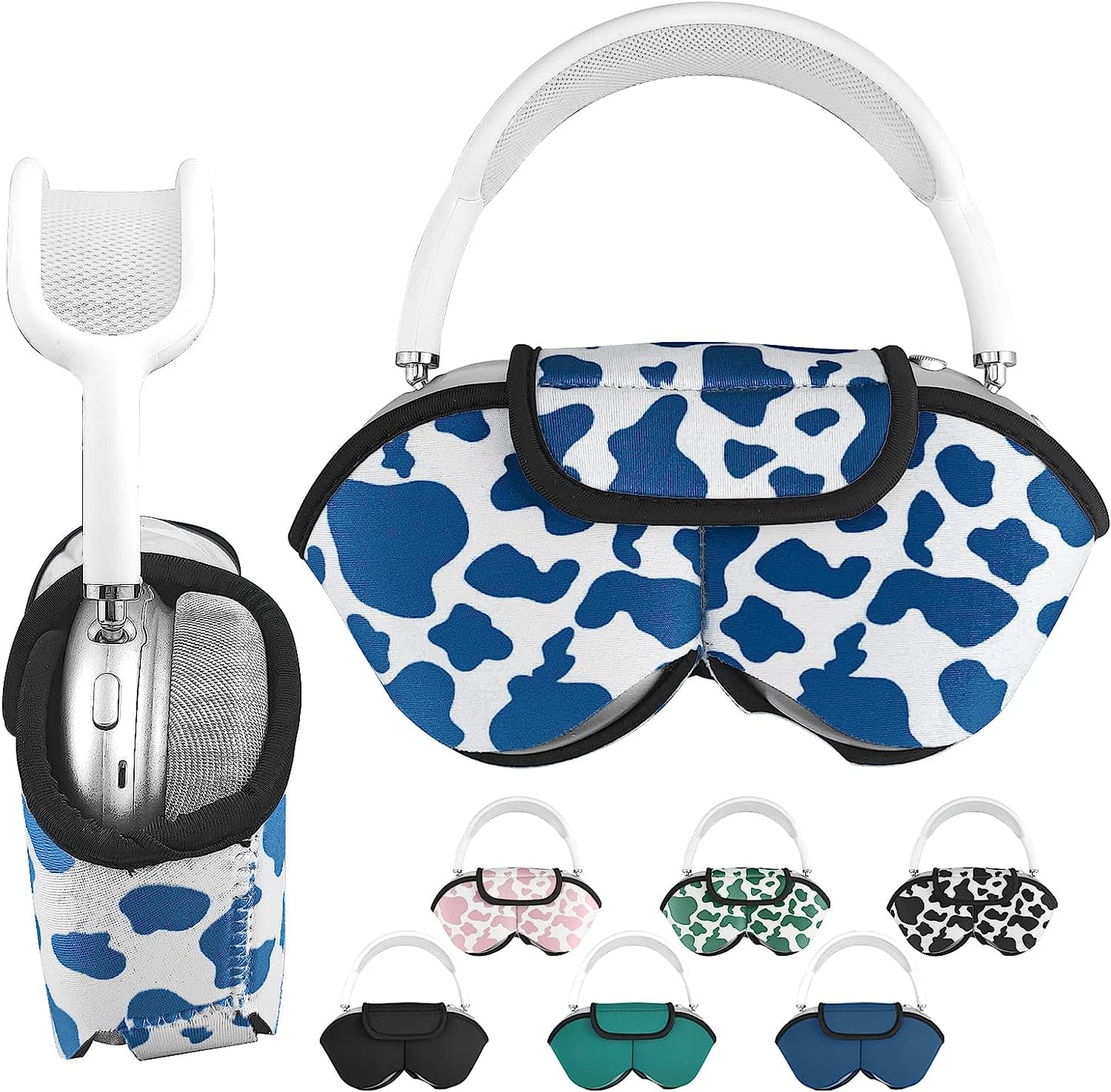 Aiaabq for Airpods Max Case Cover for Dust and Scratch Headphones Protective Case,Soft Shell with Built-In Pockets to Store Accessories. Compatible with Apple Airpods Max Case  Aiaabq Blue Cow  