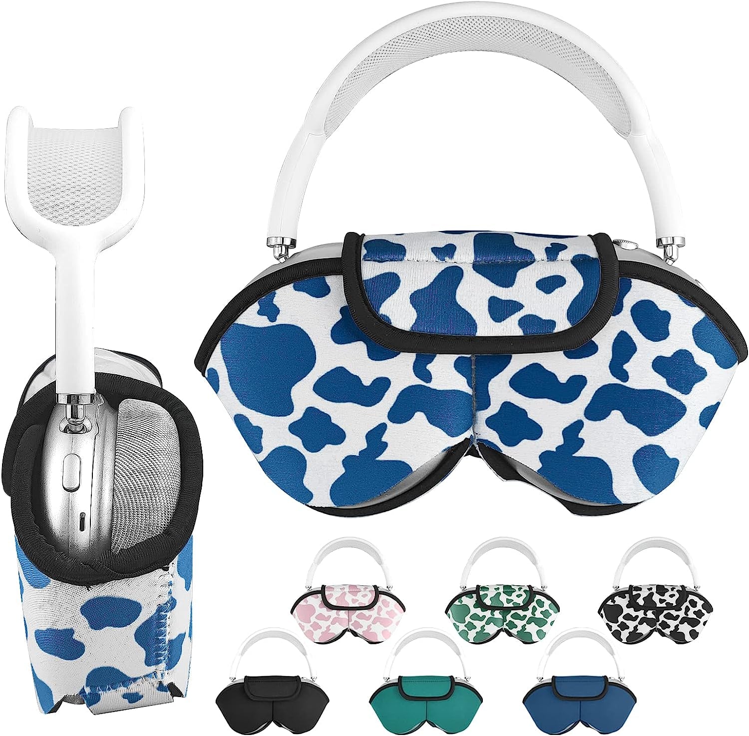 Aiaabq for Airpods Max Case Cover for Dust and Scratch Headphones Protective Case,Soft Shell with Built-In Pockets to Store Accessories. Compatible with Apple Airpods Max Case  Aiaabq Blue Cow  