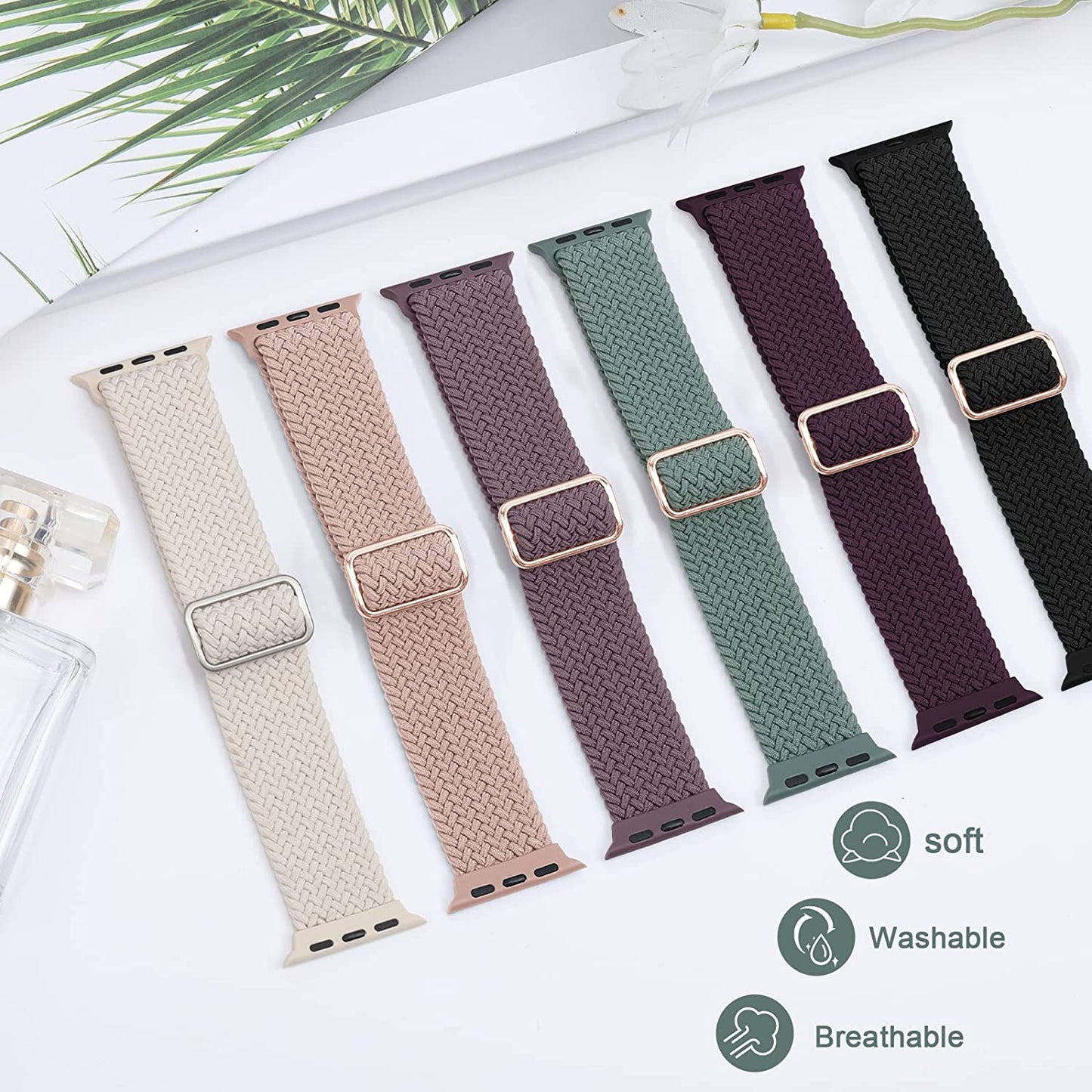 Transjoy Braided Stretchy Adjustable Watch Band for Apple Watch Band 38Mm 40Mm 41Mm 42Mm 44Mm 45Mm for Women Men, Soft Nylon Elastic Straps Solo Loop Wristbands for Iwatch Series 8 7 6 SE 5 4 Ultra  TransJoy   