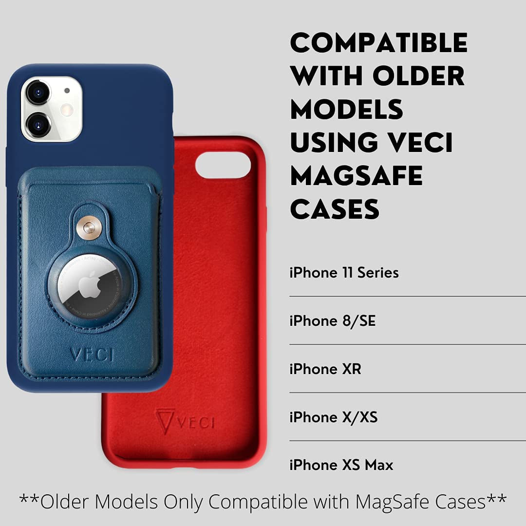 VECI Magsafe Compatible Wallet with Airtag Pocket - Wallet/Card Case Compatible with Magsafe Devices - Iphone 13 Pro Max/13 Pro/13/13 Mini, Iphone 12/12 Pro/12 Max/12 Mini (PU Leather, Blue)  VECI   
