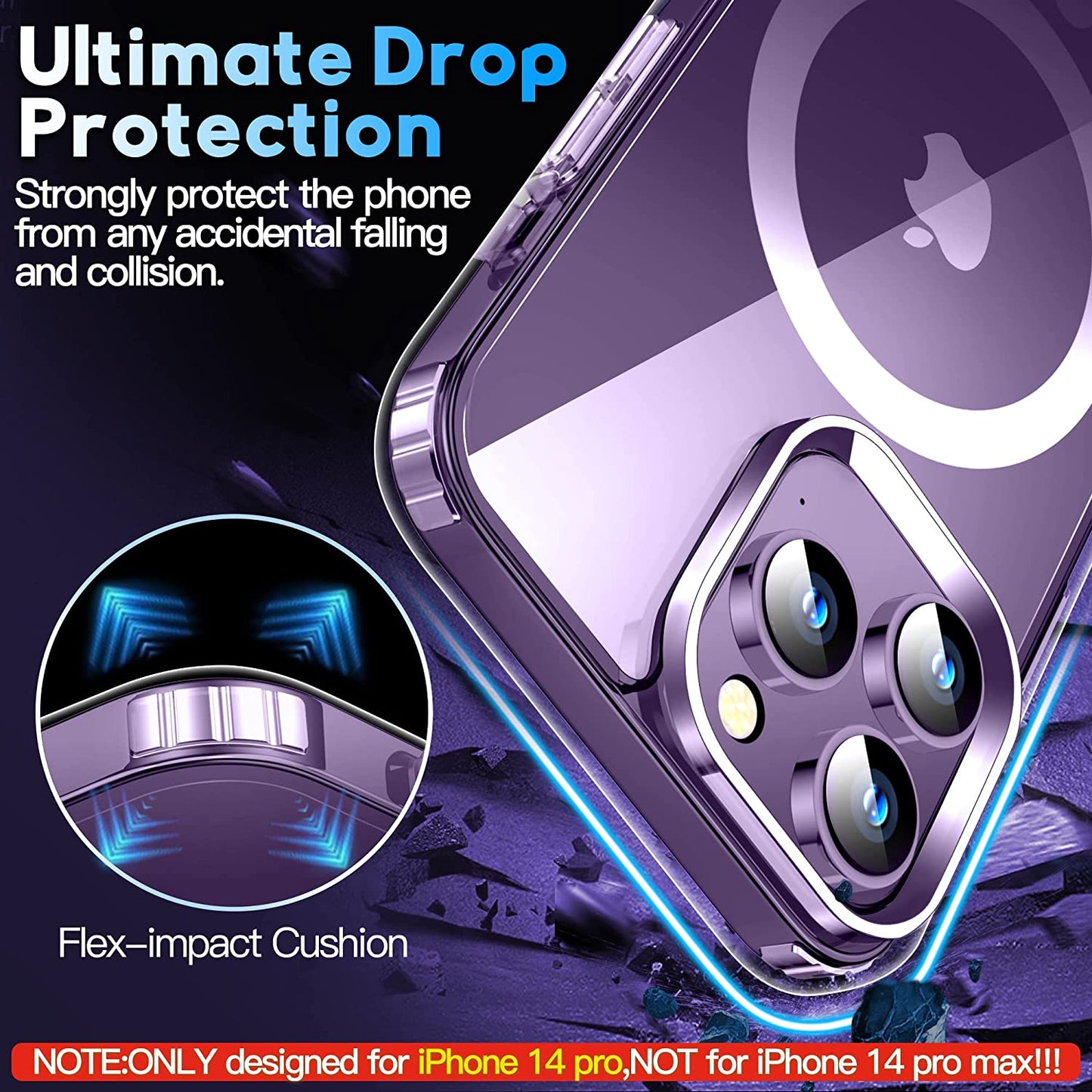 MOZOTER 6-In-1 Magnetic for Iphone 14 Pro Case,[Compatible with Magsafe][Glass Screen Protector+Camera Lens Protector] [Anti-Yellowing] Slim Shockproof for Iphone 14 Pro Phone Case 6.1 Inch-Clear  MOZOTER   