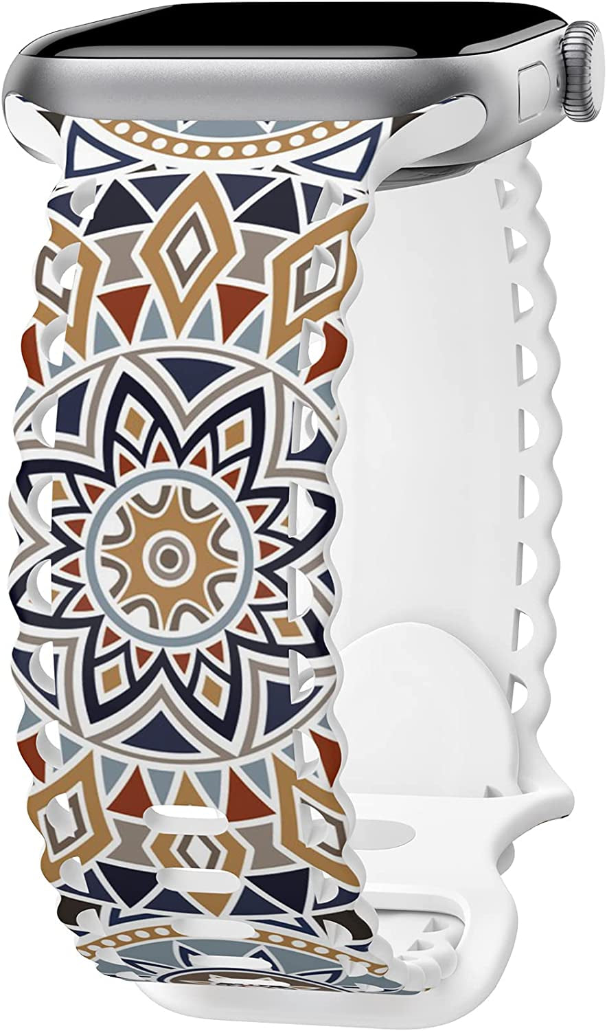 Upfurmach Compatible with Apple Watch Band 41Mm 40Mm 38Mm 49Mm 45Mm 44Mm 42Mm Women Girl, Rose Floral Print Lace Hollow-Out Soft Silicone Sport Bands for Iwatch Ultra SE Series 8 7 6 5 4 3 2 1, Rosb-38  UpfurMach D-Mandalas 41mm/40mm/38mm 