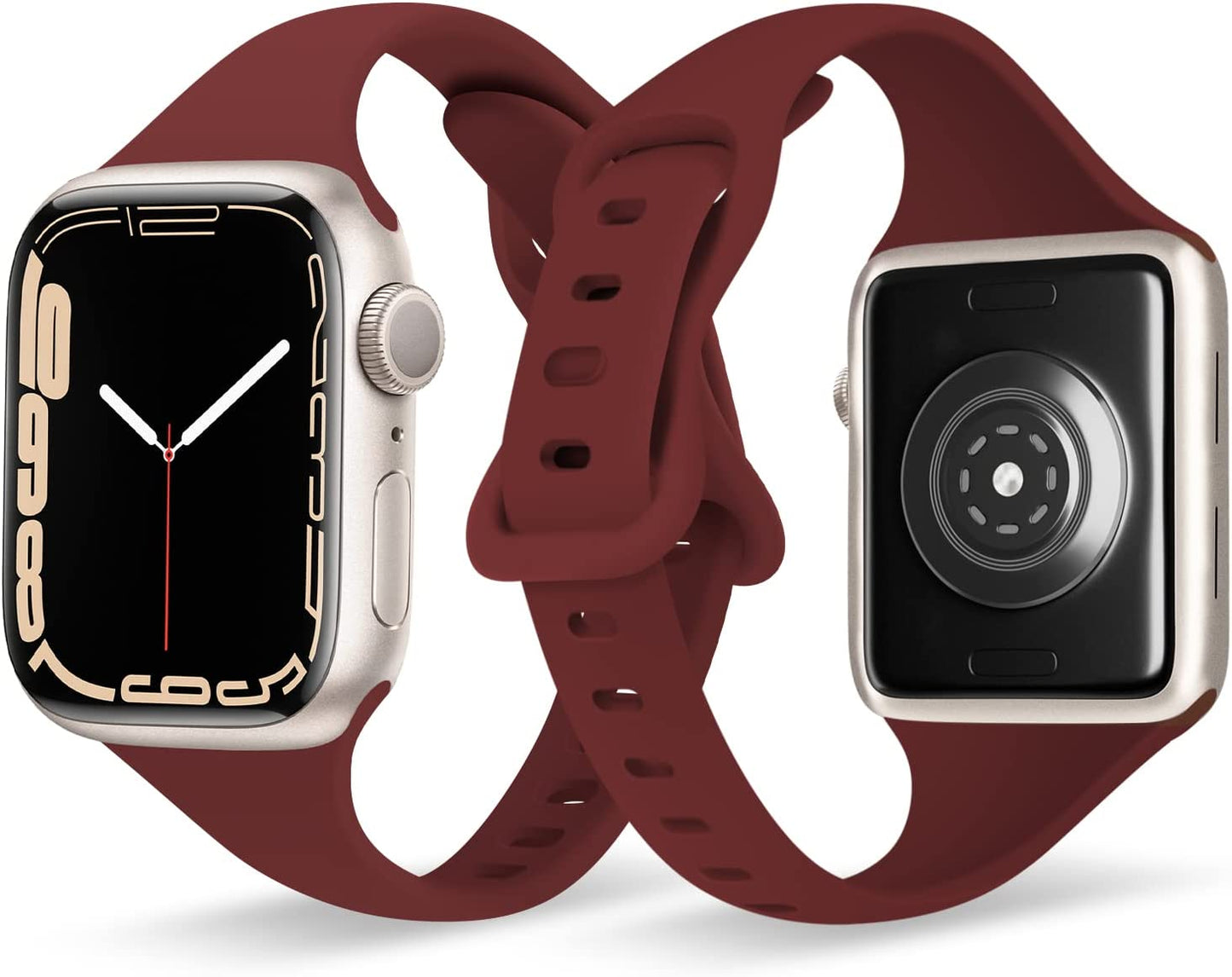 Oribox Compatible with Apple Watch Bands 41Mm 40Mm 38Mm, Soft Silicone Sports Wristband for Iwatch Series SE 8 7 6 5 4 3 2 1 for Women Men  ORIbox Sweet Red 42MM/44MM/45MM 