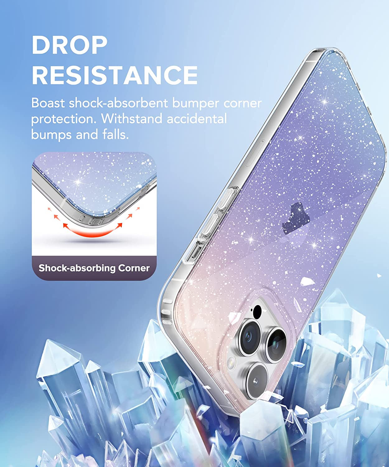 BERFY for Iphone 14 Pro Case Clear, with 2X Screen Protector + 2X Camera Lens Protector, [Non-Yellowing] [Military Grade Protection] Shockproof Phone Case 6.1 Inch, Gradient  BERFY   