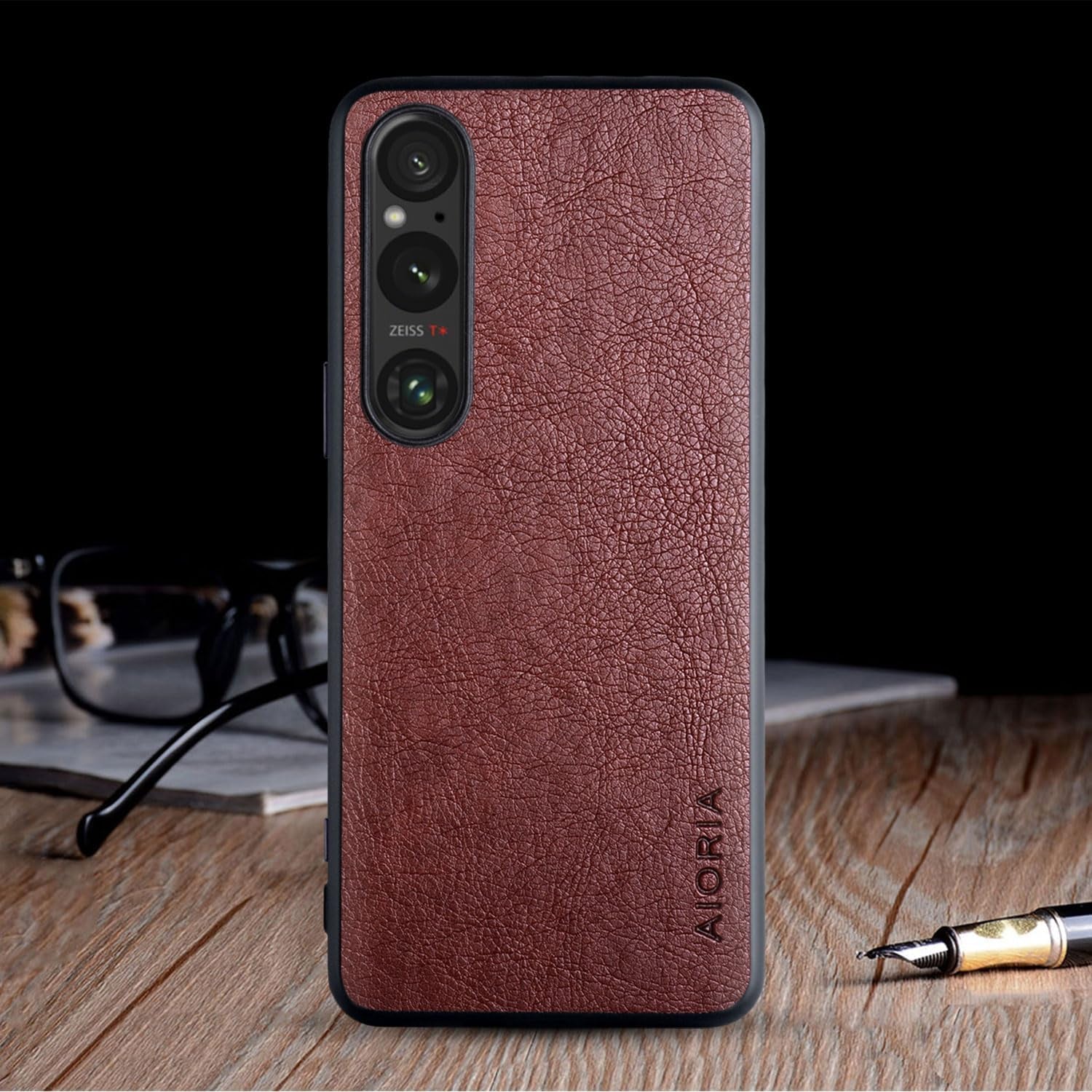 AIORIA Case for Sony Xperia 1 V 6.5" Screen Premium PU Leather Cover Retro Business Design Full Protective Case for Sony Xperia 1 V 5G (Coffee)  AIORIA   