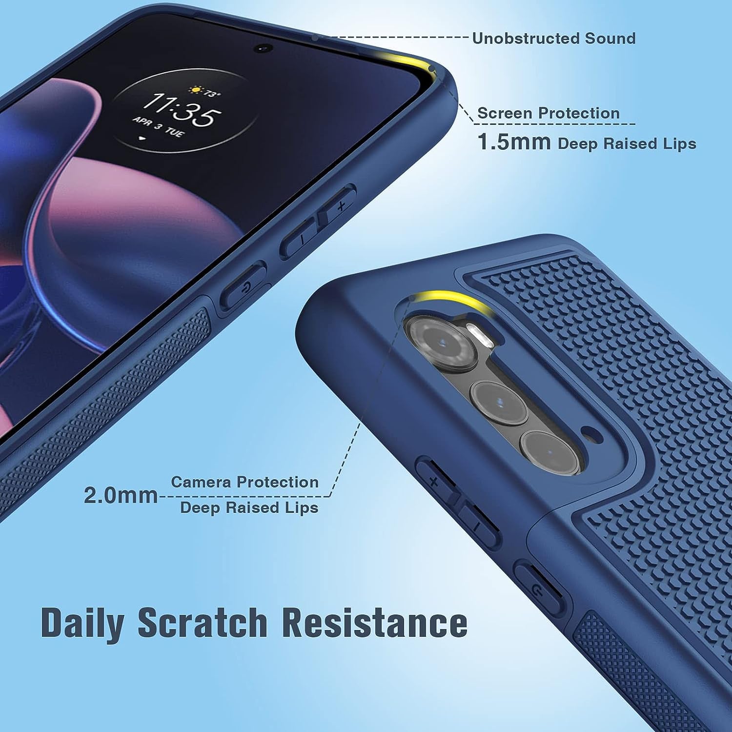 JXVM for Motorola Moto Edge 2022 Case: Moto Edge 5G UW 2022 Dual Layer Case | Shockproof Protective Cell Phone Cover with Hybrid Sturdy Textured Shell - Drop Proof Protection - 6.6 Inches (Blue)  JXVM   