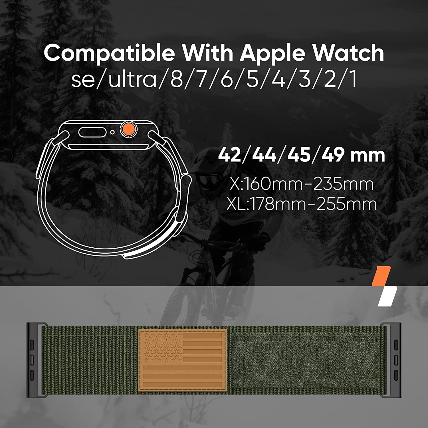 Suitisbest Bands Compatible for Apple Watch Ultra Band 49Mm 45Mm 44Mm 42Mm for Men, Wide Nylon Sports Strap Wristbands for Iwatch Ultra Series 8 7 6 5 4 3 2 1 SE, 2-Pack  Suitisbest   