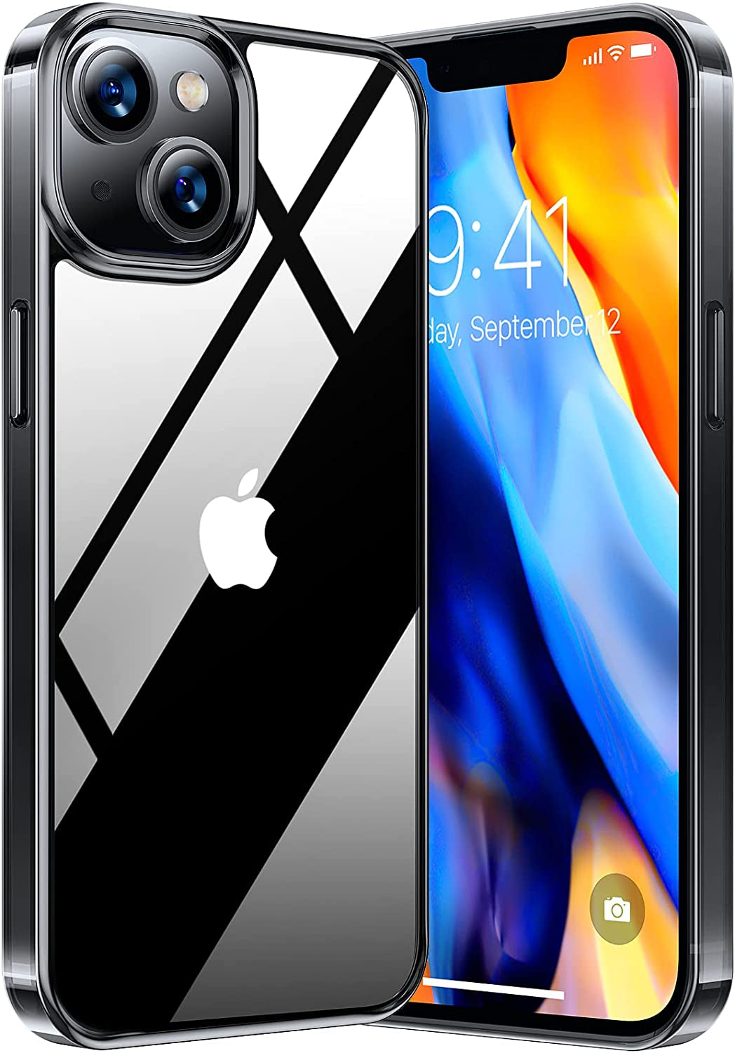 TORRAS Designed for Shockproof Iphone 13 Case/Iphone 14 Case, Military Grade Drop Tested, Shockproof Protective Hard Back Slim Case for Iphone 13 & Iphone 14 Case, Black-Guardian Series  TORRAS Clear Black iPhone 14/13 (6.1'') 