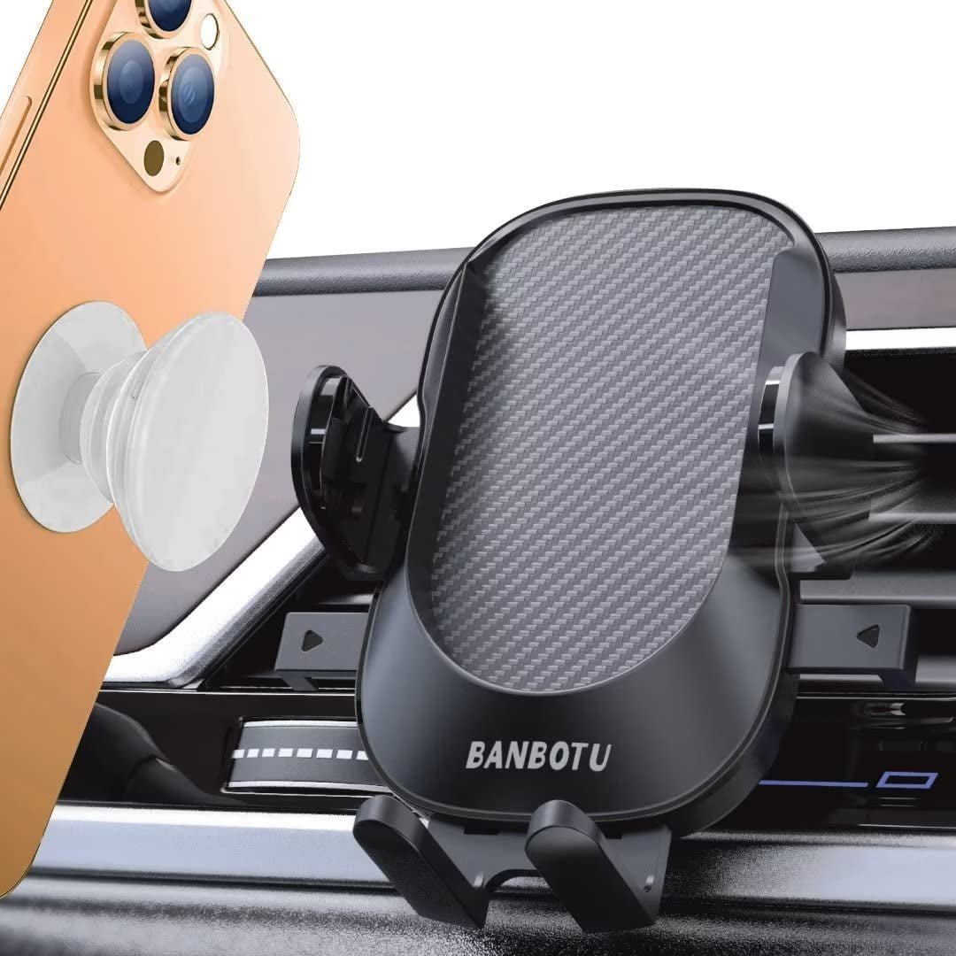 BANBOTU Car Phone Holder Mount - Socket Grips Pop Cradles Friendly, Hands-Free 360° Rotatable & Anti-Shake Air Vent Mount, Universal Car Phone Holder Compatible with Thick Case & All Mobiles  BANBOTU   