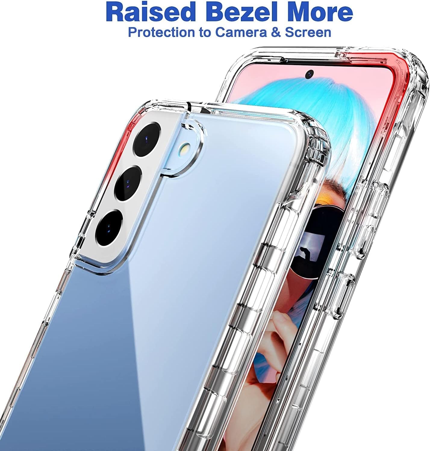 Idweel Clear Galaxy S22 plus Case with Tempered Glass Screen Protector,Hybrid 2 in 1 Shockproof Soft Slim Transparent Case with TPU Bumper, Protective Silicone Airbag Cover for Samsung S22 Plus  IDweel   