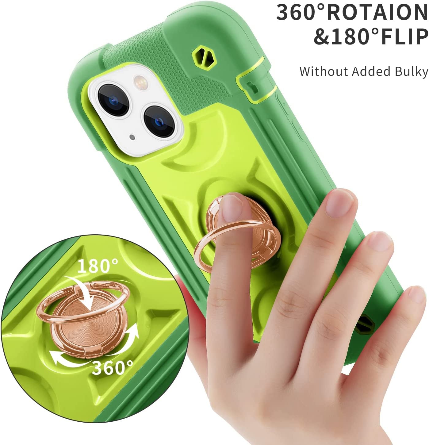 Cookiver for Iphone 14 Case/Iphone 13 Case Inch with Ring Stand, with 2 Pack Glass Screen Protector + 1 Pack Camera Lens Protector,Heavy-Duty Shockproof Military Grade Rugged Cover (Avocado)  Cookiver   