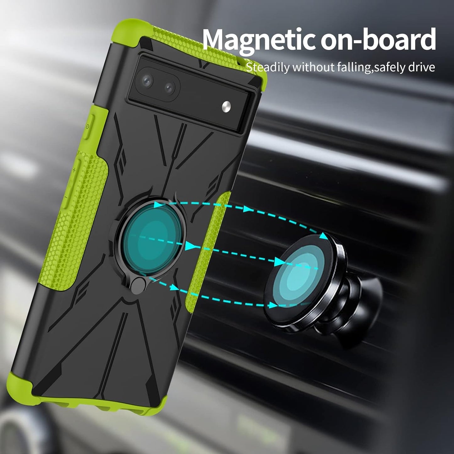 Military Case for Google Pixel 6A 5G 2022 Tough Rugged Dual Layer Case Hybrid Cover with 360°Ring Holder Kickstand for Google Pixel 6A 5G 2022  XBS-Better   