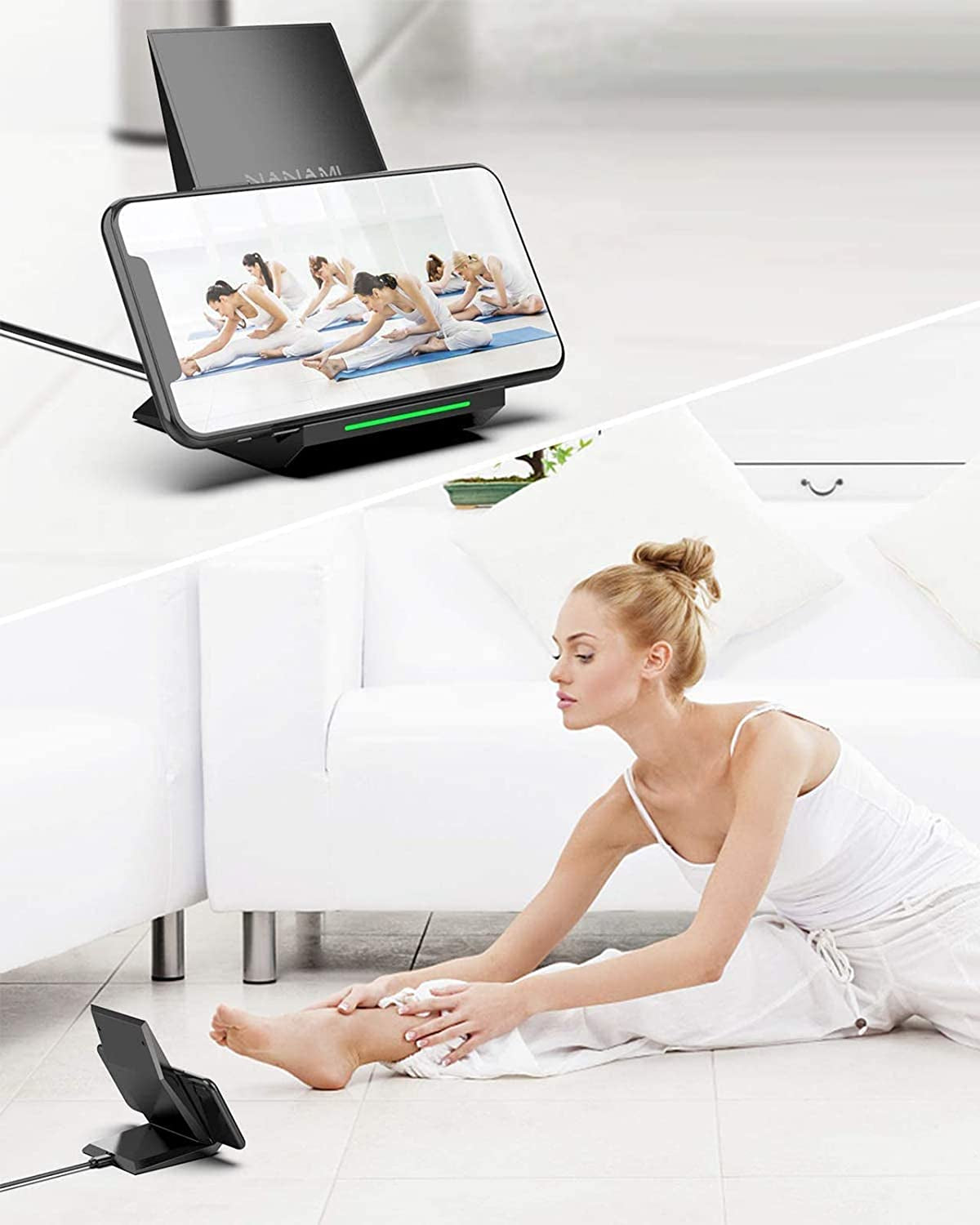 Fast Wireless Charger,Nanami Qi Certified Wireless Charging Stand Compatible Iphone 14/13/12/SE 2020/11/XS Max/Xr/X/8 Plus,Samsung Galaxy S23/S22/S21/S20/S10/S9/Note 20 Ultra/10 and Qi-Enabled Phone  NANAMI   