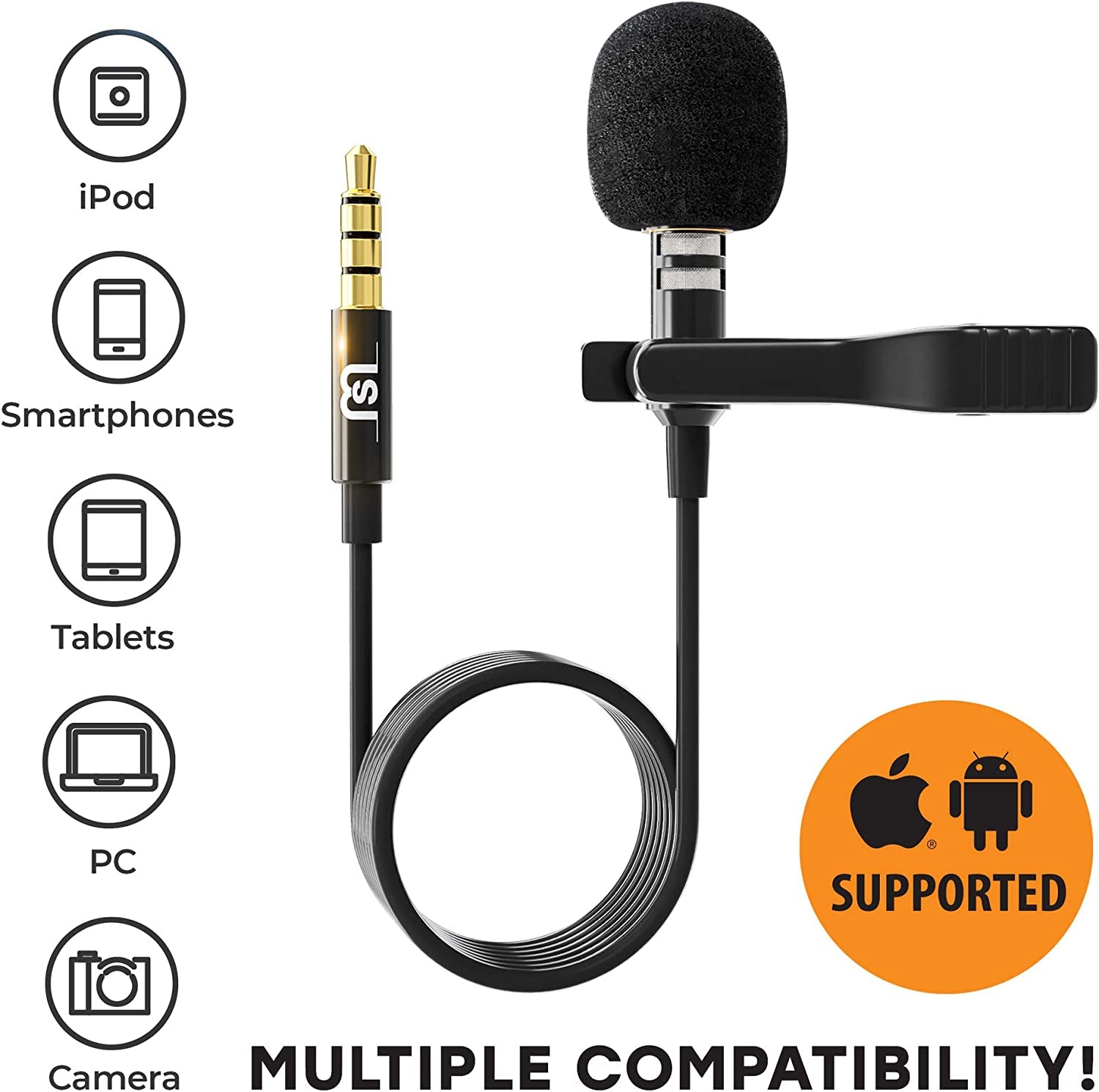 Professional Wired Lavalier Lapel Clip on Microphone for Iphone and Android Smartphone or Camera Omnidirectional Tiny Shirt Mic for Recording with Clip-On Perfect for Vloggers and Bloggers  Miracle Sound   
