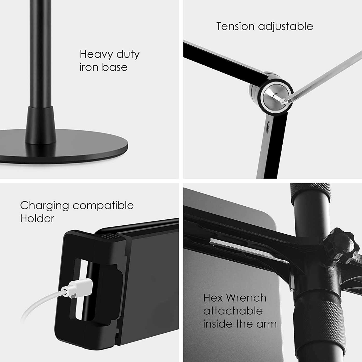 Supedesk Selfie Ring Light Phone Tablet Stand, 8" LED, 3-In-1, Overhead Phone Stand, Compatible with 4.5-13" Phone&Tablet, Adjustable Long Arm, Youtube/Tiktok Video, Zoom, Live Stream  SupeDesk   