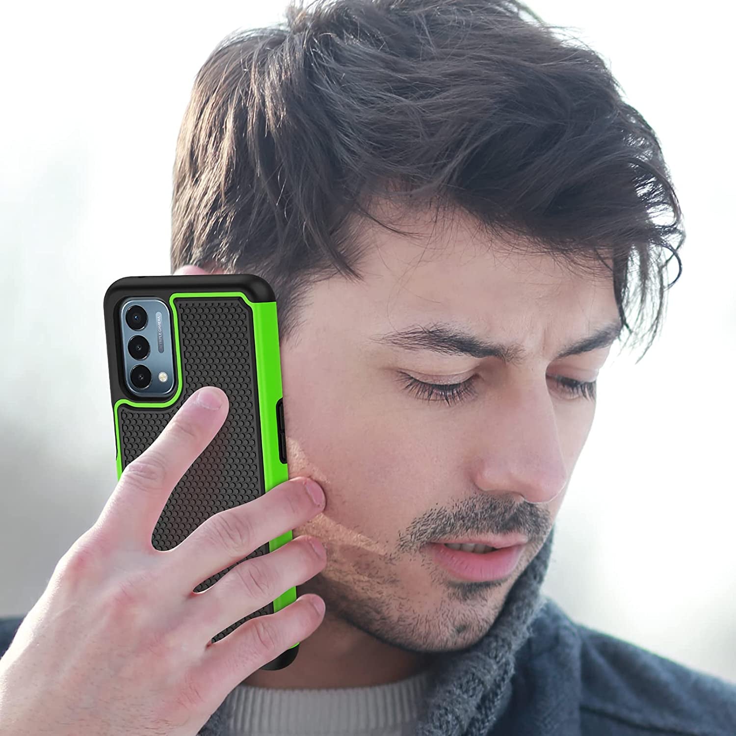 JXVM for Oneplus Nord N200 5G Case: Dual Layer Protective Heavy Duty Cell Phone Cover Shockproof Rugged with Non Slip Textured Back - Military Protection Bumper - 6.49Inch (Black Green)  binghexin   