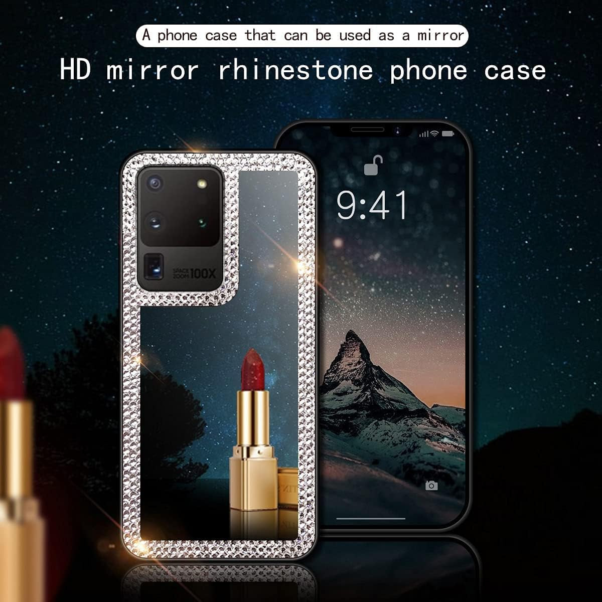 Cavdycidy Samsung Galaxy S20 Ultra Mirror Case for Women with Diamond,Bling Mirror Phone Case That Can Be Used for Outdoor Makeup for Girl Who Love Beauty  Cavdycidy   