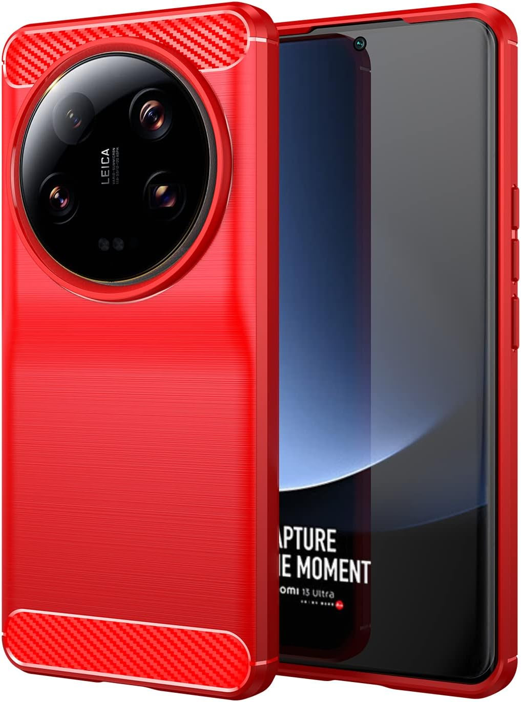 Cruzerlite Case Compatible with Xiaomi Mi 13 Ultra Case, Carbon Fiber Texture Design Cover Anti-Scratch Shock Absorption Made for Xiaomi Mi 13 Ultra Case (2023) (Black)  13 Ultra Red  