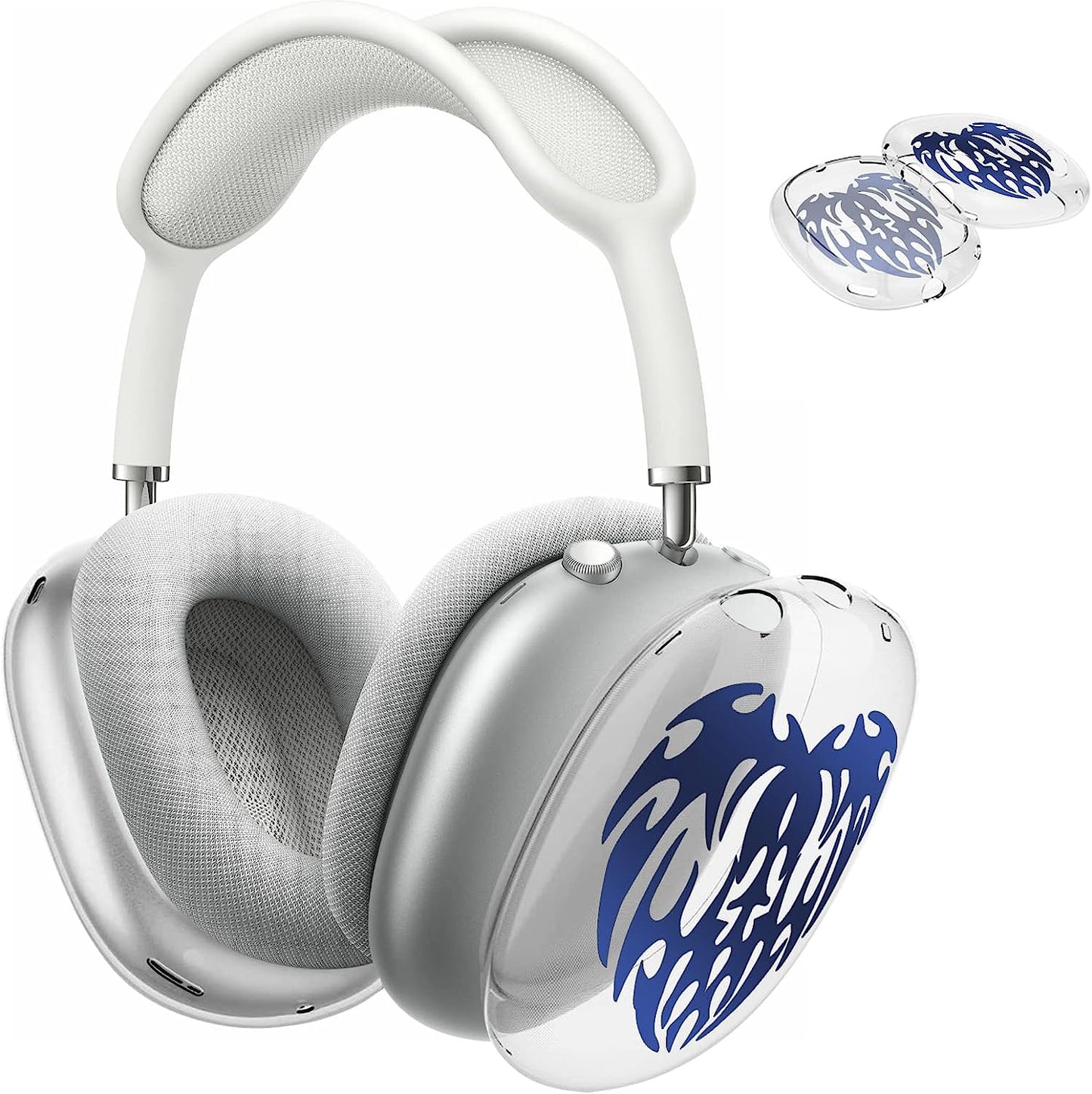 Aiaabq for Airpods Max Case Cover, Clear Soft TPU Skin Anti-Scratch, Personality Metallic Pattern, Transparent Accessories Ultra Protective Cover Apple Airpods Max  Aiaabq Blue  