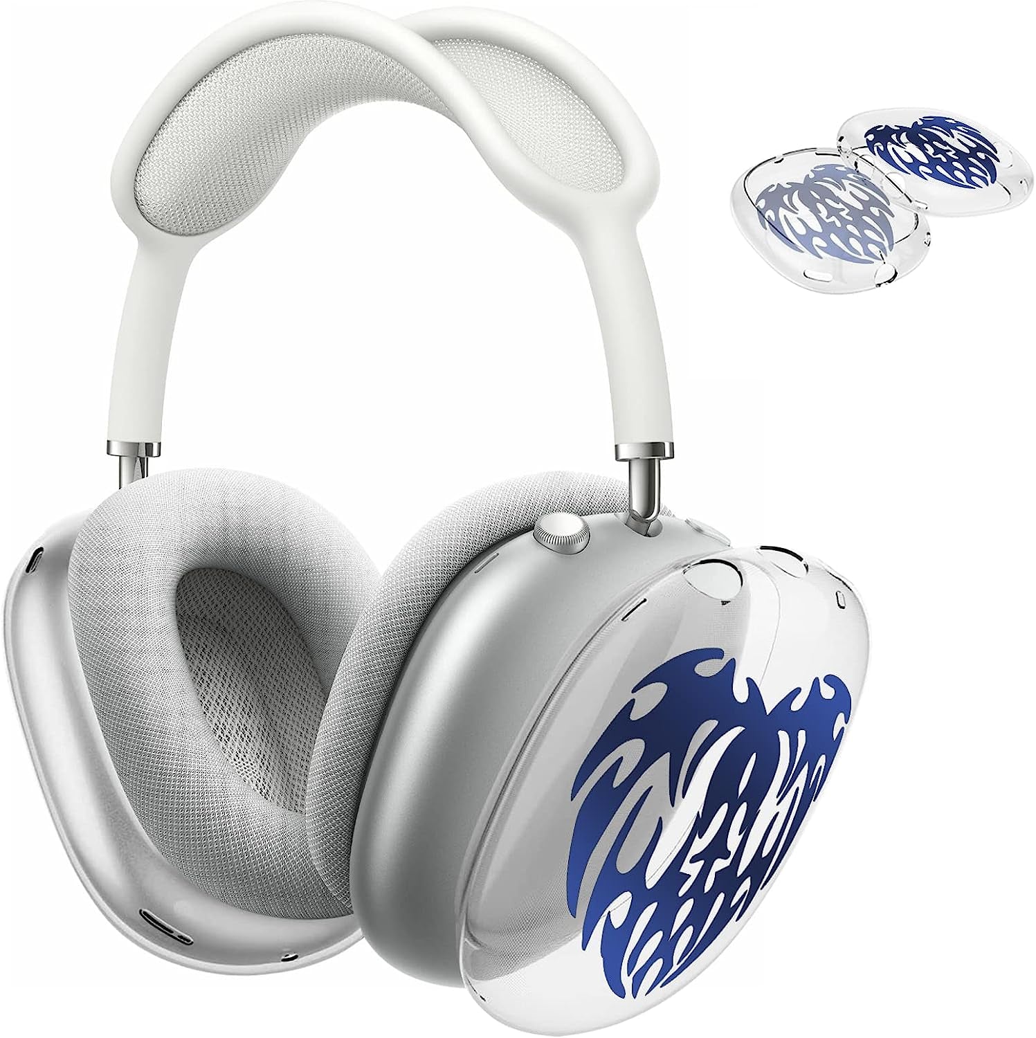 Aiaabq for Airpods Max Case Cover, Clear Soft TPU Skin Anti-Scratch, Personality Metallic Pattern, Transparent Accessories Ultra Protective Cover Apple Airpods Max  Aiaabq Blue  