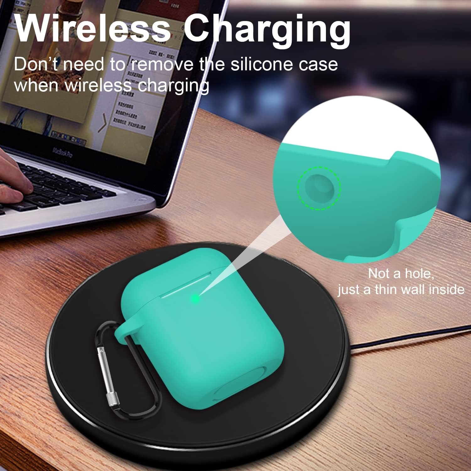 SATLITOG Airpods Case Cover with Secure Lock Keychain, Protective Silicone Cover Compatible with Apple Airpods 2Nd & 1St Charging Case - Mint Green  SATLITOG   