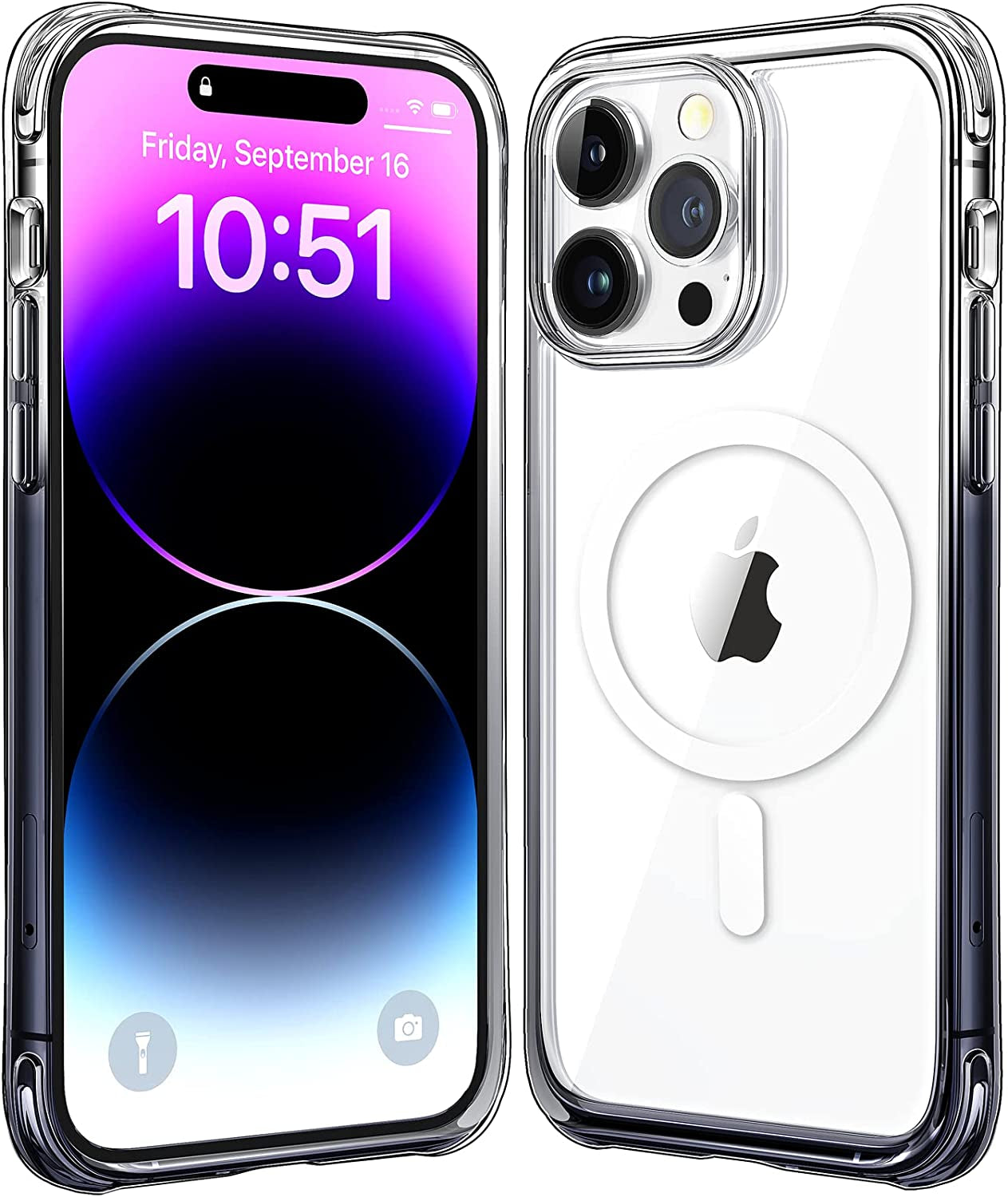 Mkeke Magnetic Designed for Iphone 14 Pro Case with Magsafe [Military Grade Drop Protection] [Not Yellowing] Shockproof Phone Case for Apple Iphone 14 Pro 2022 Black to Clear  Shenzhen Make Technology Company Limited   