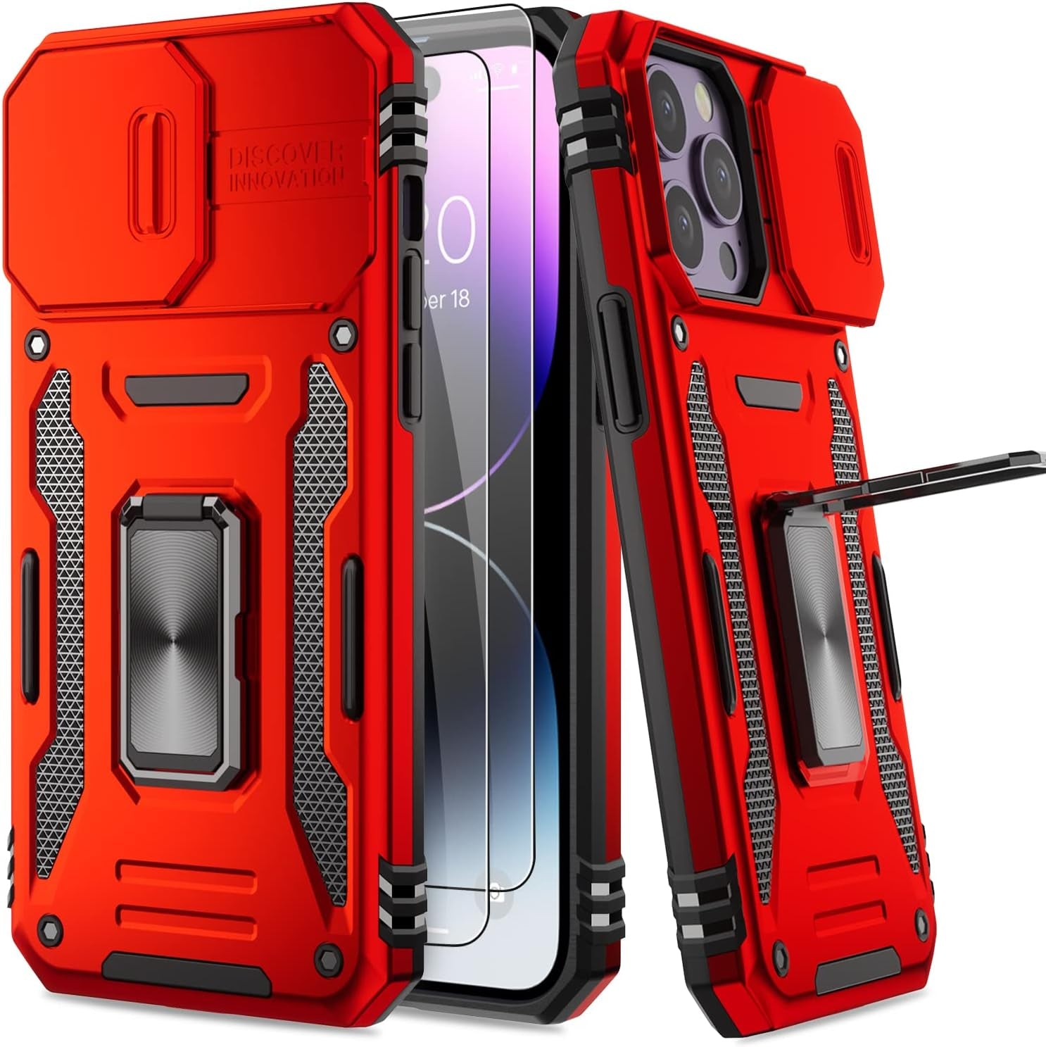 AUPAI Iphone 14 plus Case with Screen Protector,Iphone 14 plus Cover Crystal Clear Anti-Yellow Heavy Duty Acrylic Protective Phone Case with Magnetic Kickstand for Apple Iphone 14 Plus,Green  AUPAI   