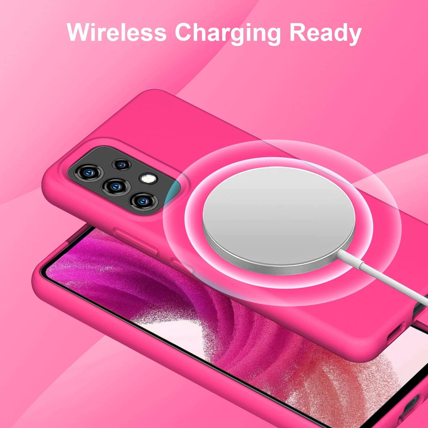 Gueen Compatible with Samsung Galaxy A53 5G Case, Premium Liquid Silicone, with [Camera Protection] [Soft Anti-Scratch Microfiber Lining] Full Body Shockproof Protective Phone Case - Hot Pink  Gueen   