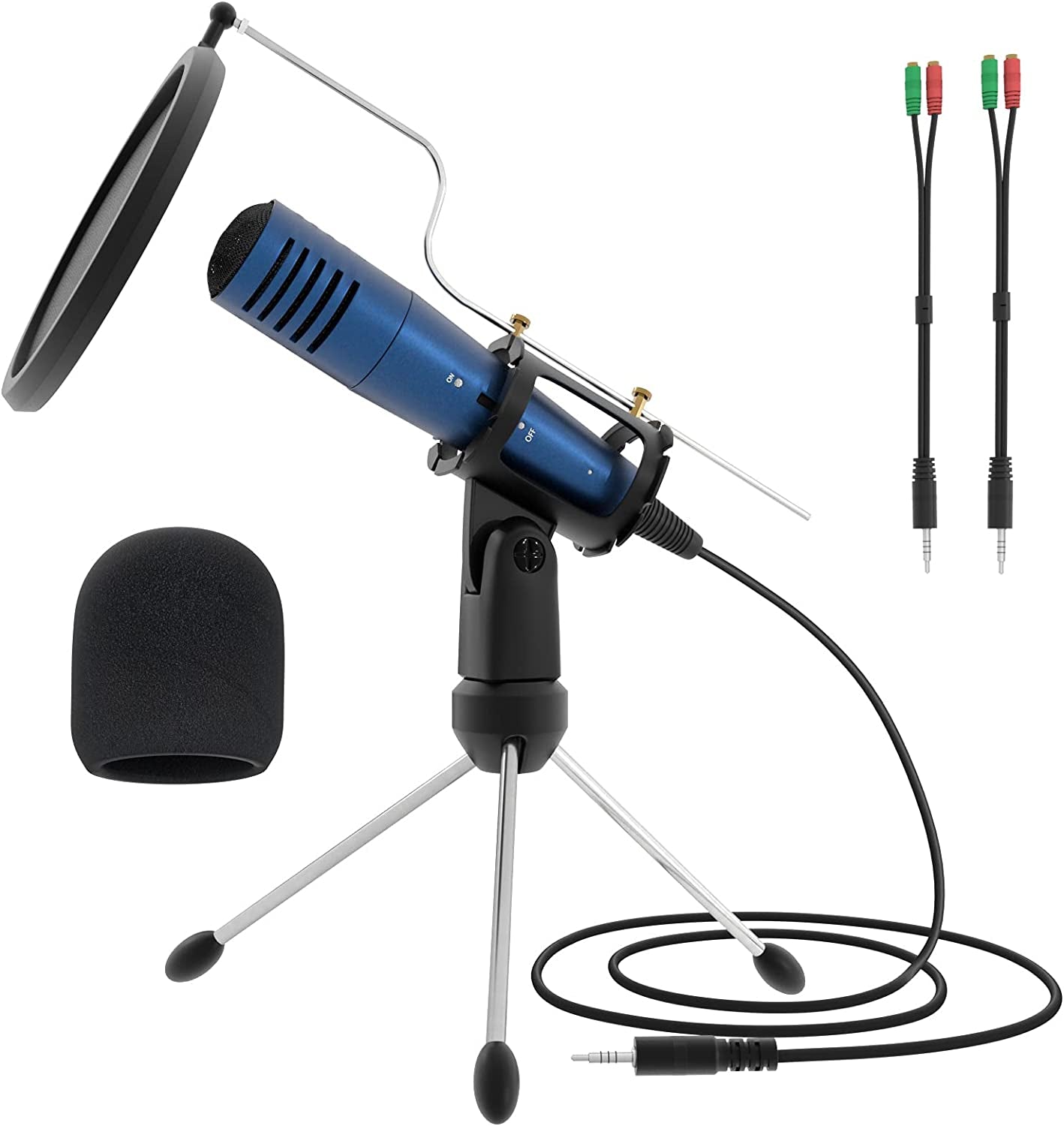 3.5Mm Condenser Microphone,Msizoy Studio Recording Microphone W/Stand for Phone Computer PC MAC Laptop Windows Mini Mic for Youtube Podcast Singing Video Live Stream Conference Facebook Karaoke(Blue)  MSIZOY   