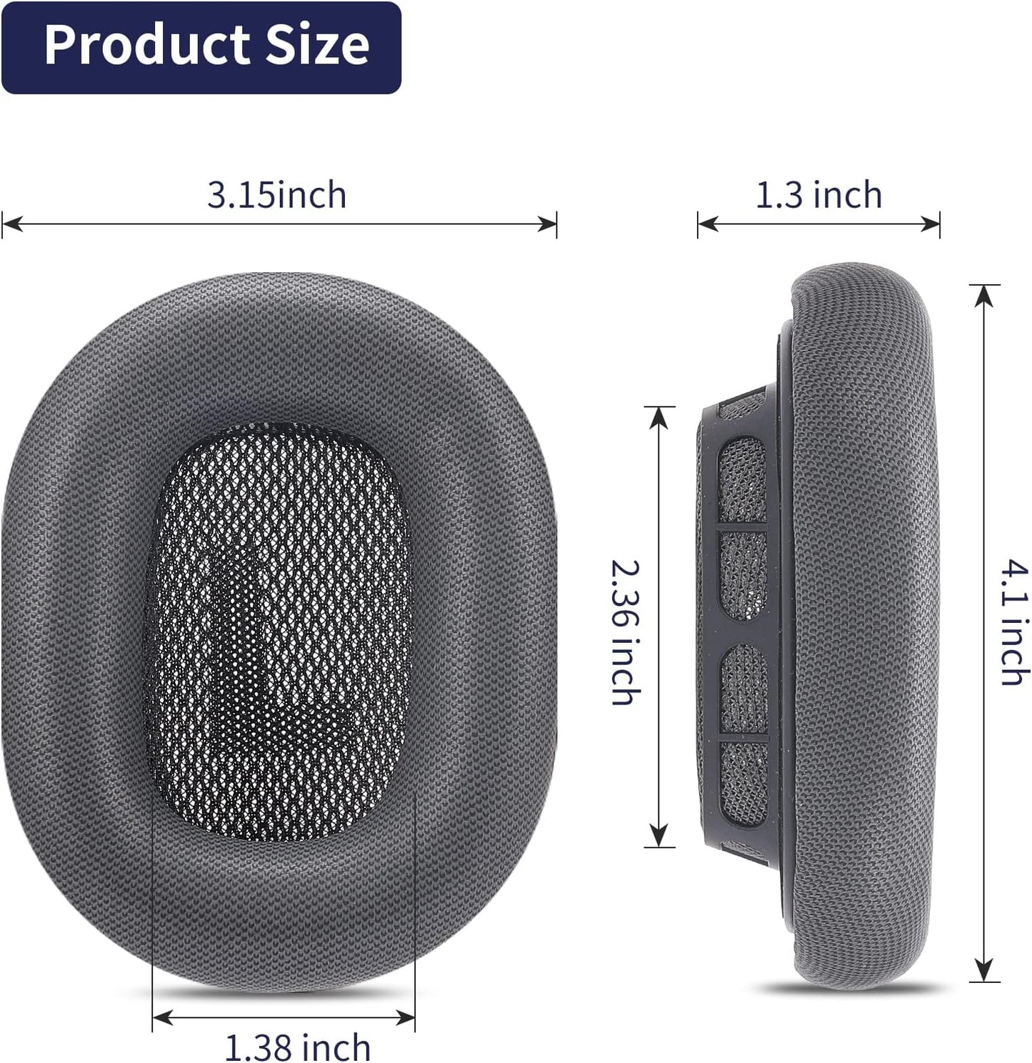 Damex Replacement Earpads for Apple Airpods Max Headphone, Protein Leather Ear Cushion (Gray)  amdjhiu n   