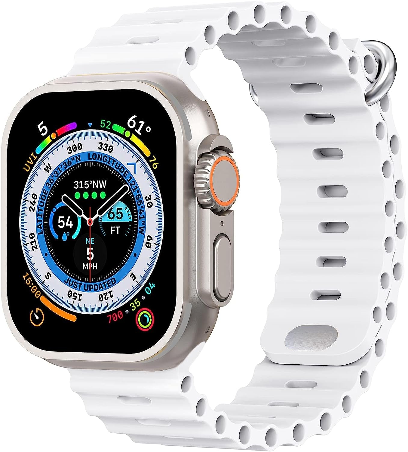 H&S Ocean Band for Apple Watch Band 44Mm 38Mm 45Mm 40Mm 49Mm 41Mm 42Mm,For Apple Watch Series 7/8,Adjustable Loop with Metal Buckle Sport Strap for Apple Watch Ultra/Se/Series 6/5/4/3/2/1  Tnsusop White 42mm 44mm 45mm 49mm 