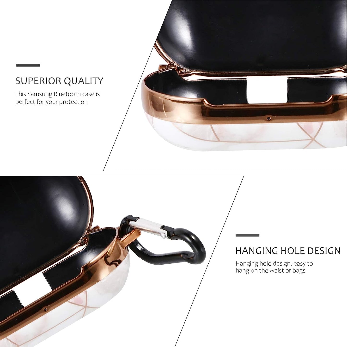 Ibasenice Compatible for Samsung Galaxy Buds Case Cover- Marbling Protective Skin with Carabiner Keychain Compatible for Samsung Galaxy Buds  ibasenice   