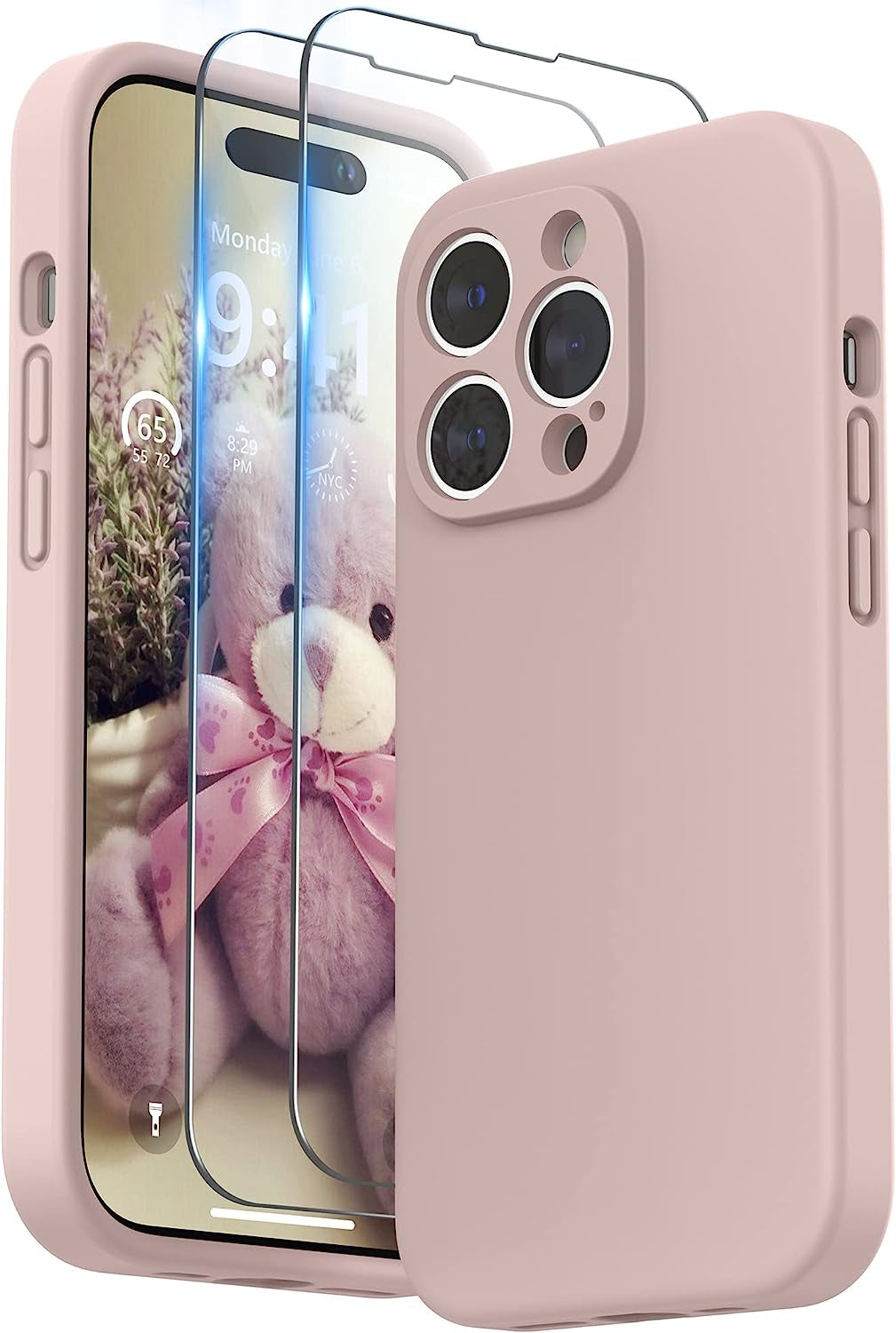 SURPHY Designed for Iphone 14 Pro Case with Screen Protector, (Camera Protection + Soft Microfiber Lining) Liquid Silicone Phone Case, Cactus Green  SURPHY   