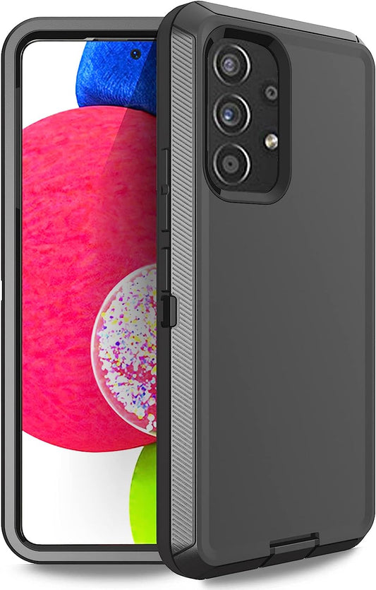 Case for Samsung Galaxy A53 5G, Anloes Galaxy A53 5G Phone Case Heavy Duty Shockproof Dustproof Rugged Defender Protective, 3 in 1 Bumper Cover for A53 5G Black(Without Screen Protector)  Anloes   