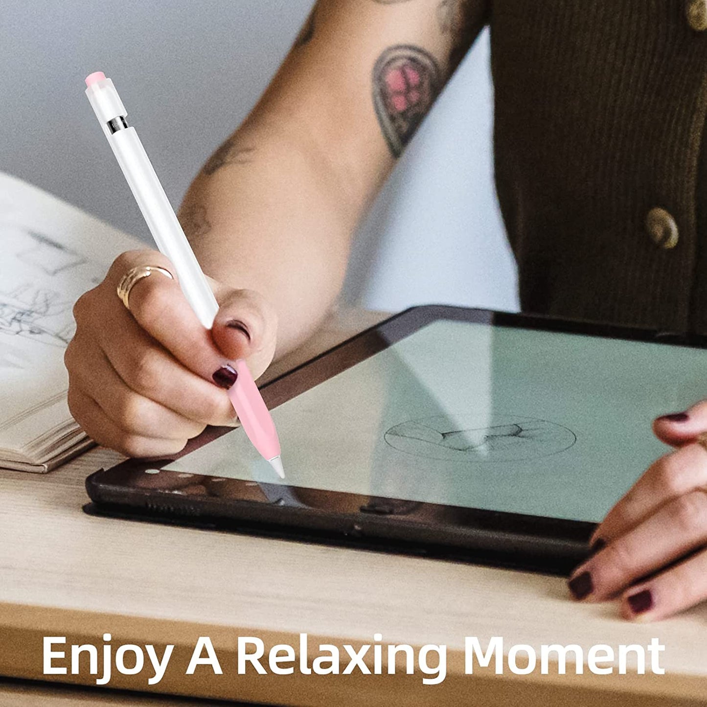 Joosko Compatible with Apple Pencil 1St Generation Case, Non-Slip Silicone Case, [With 10 Silicone Nib Sleeves] for Apple Pencil 1St Generation. (Pink)  JOOSKO   