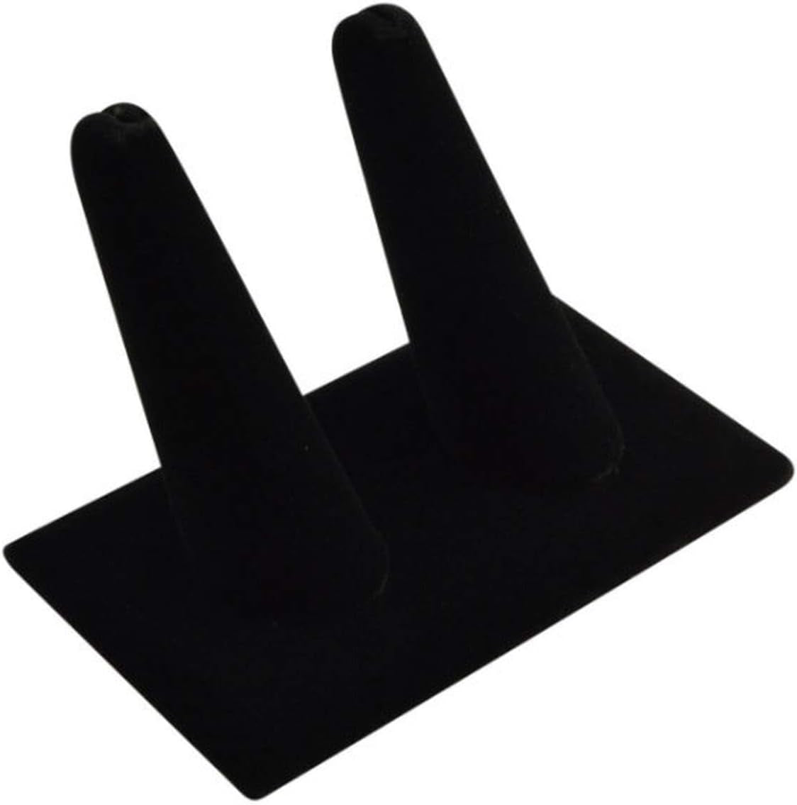 Novel Box® Single Finger Beige Linen Ring Stand Holder Jewelry Display 2X2X2 + NB Cleaning Cloth  Novel Box Black Velvet 2 (3.5X2X2") 