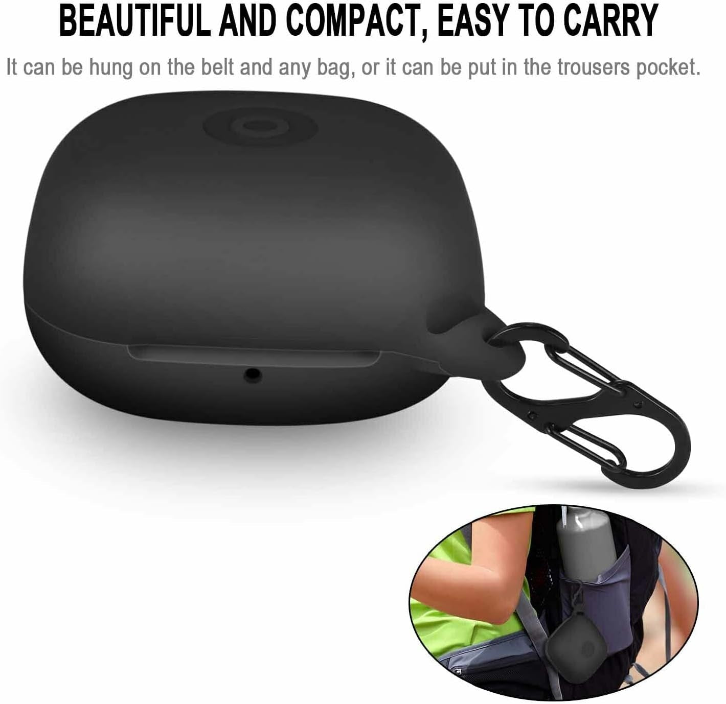 Fastsun Earphone 360° Protective Cover Silicone Case with Keychain Compatible with Beats Powerbeats Pro (Black)  Fastsun   