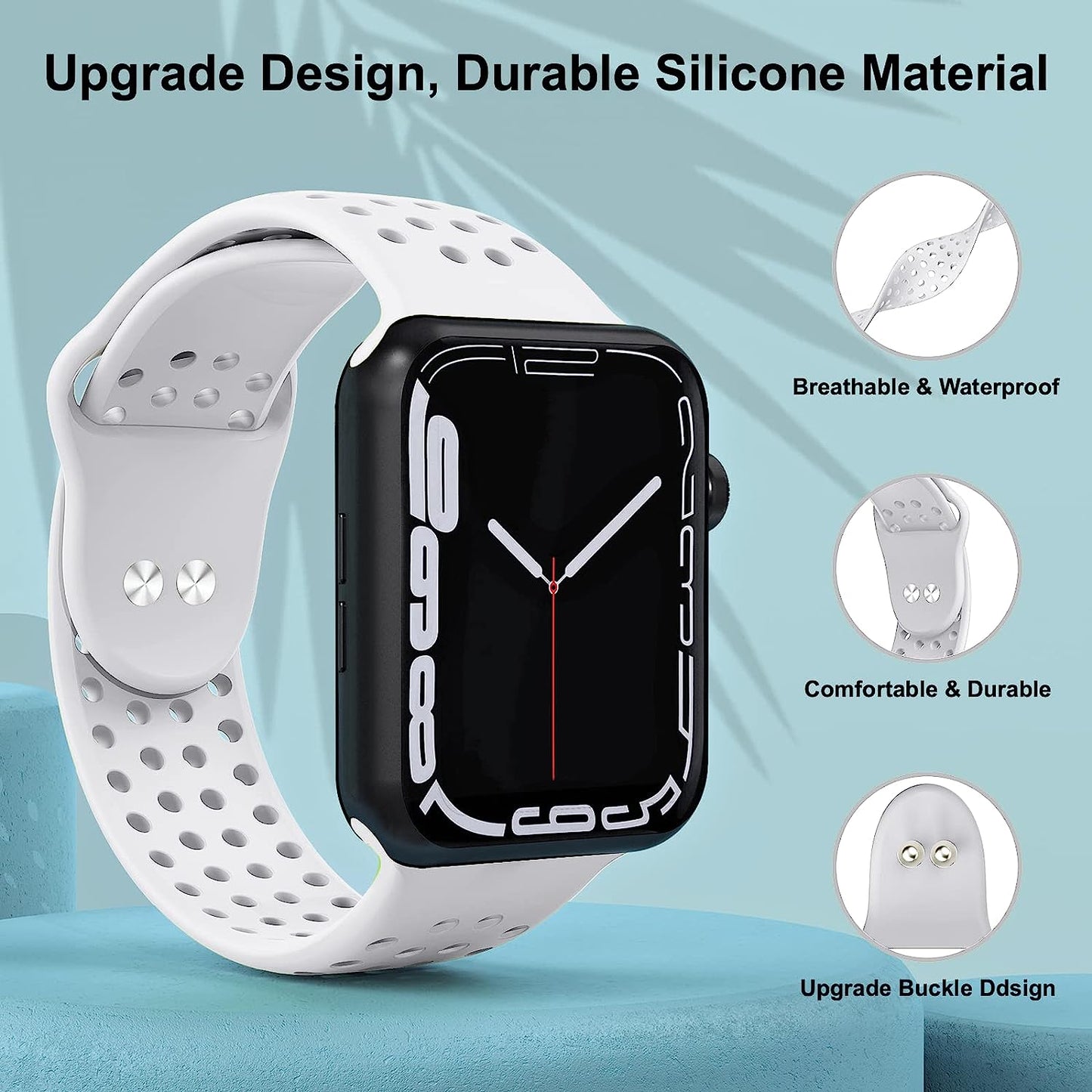 Toutouzhang Sport Bands Compatible with Apple Watch Band 38Mm 40Mm 41Mm 42Mm 44Mm 45Mm 49Mm S/M M/L for Women/Men Waterproof Soft Silicone Replacement Strap Accessories for Iwatch Ultra SE Series 8/7/6/5/4/3/2/1  Toutouzhang   