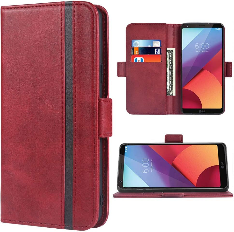 Phone Case for LG G6 5.7 Inch Leather Wallet Cases Credit Card Holder Stand Kickstand Full Body Purse Heavy Duty Protective Hybrid Flip Folio Cover for LGG6 Thinq LG6 Thin Q G 6 plus G6+ 6G Women Red  WWAAYSSXA   