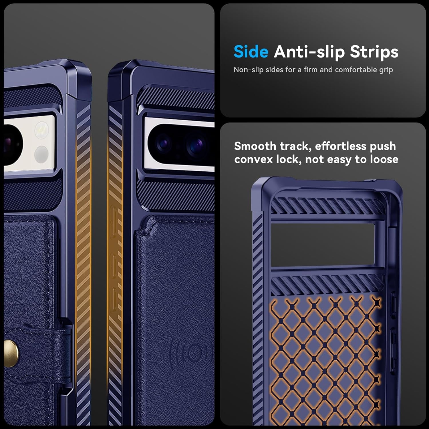 Goosebox for Google Pixel 8 Pro Case with Card Holder(5 Cards), Google 8 Pro Wallet Case Built-In Kickstand Magnetic Flip Snap Soft TPU+PU Leather Durable Shockproof Case for Google 8 Pro (Blue)  GooseBox   