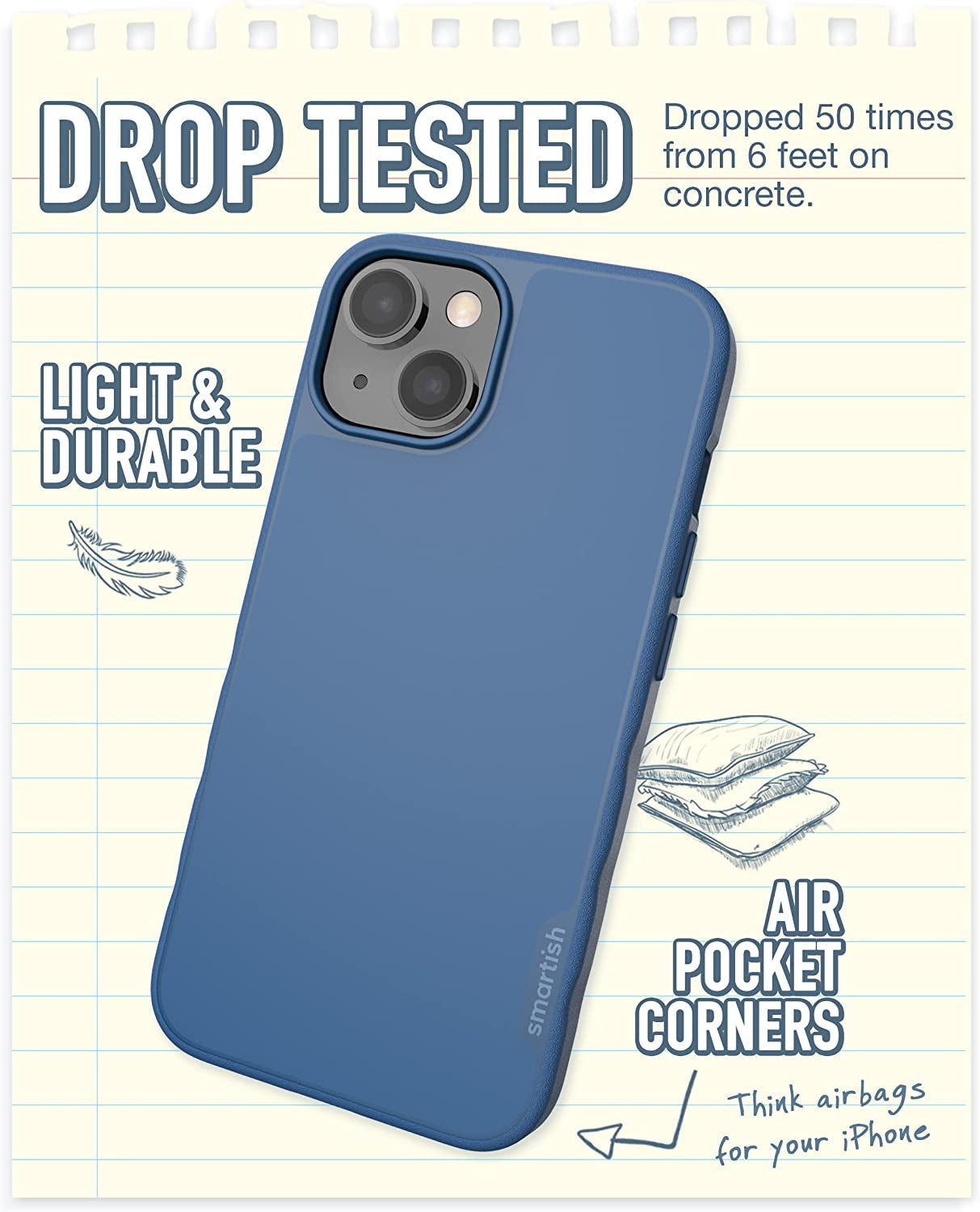 Smartish Iphone 14 Slim Case - Gripmunk Compatible with Magsafe [Lightweight + Protective] Thin Grip Cover with Microfiber Lining - Blues on the Green  Smartish   