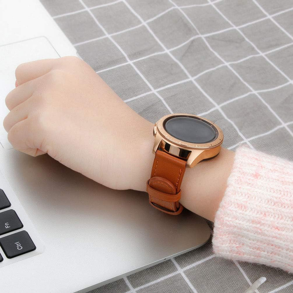 Sankel Compatible for Samsung Galaxy Watch Active 2 Band,Women Men 20Mm Genuine Leather Watch Strap Replacement Wristband for Samsung Galaxy Watch Active/Active 2/Galaxy Watch 42Mm/Gear Sport (Brown)  Sankel   