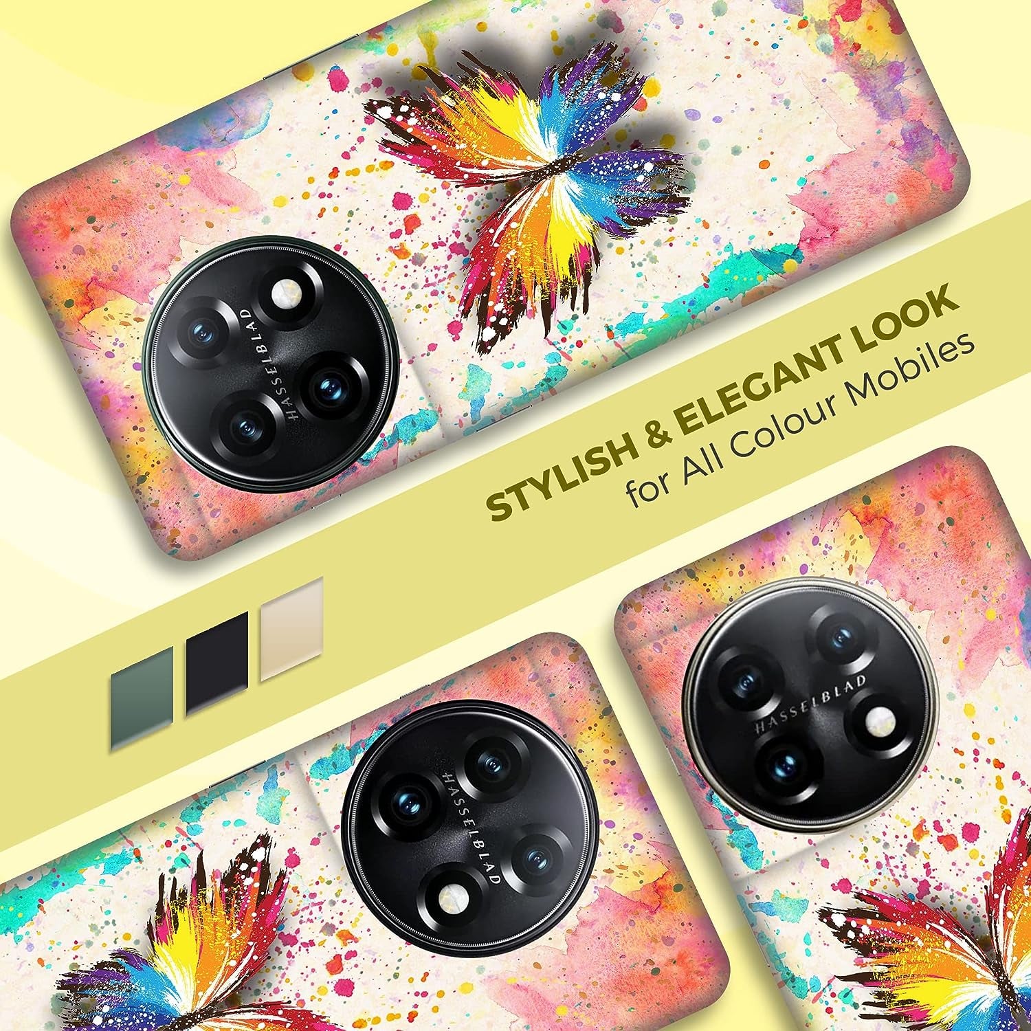 Glisten - Oneplus 11 Case, Oneplus 11 5G Case - Watercolour Butterfly Design Printed Cute, Slim & Sleek Plastic Hard Snap on Protective Designer Back Phone Case/Cover for Oneplus 11 5G.  Glisten   