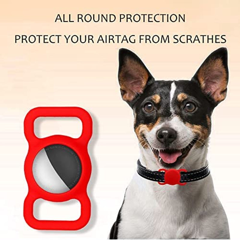 ALOGOLD 6 Pack Airtag Dog Collar Holder, Protective Cover Silicone for Dog Cat Pet Collar, Anti-Lost Air Tag Case Holder Cover(Black, Red)  ALOGOLD   