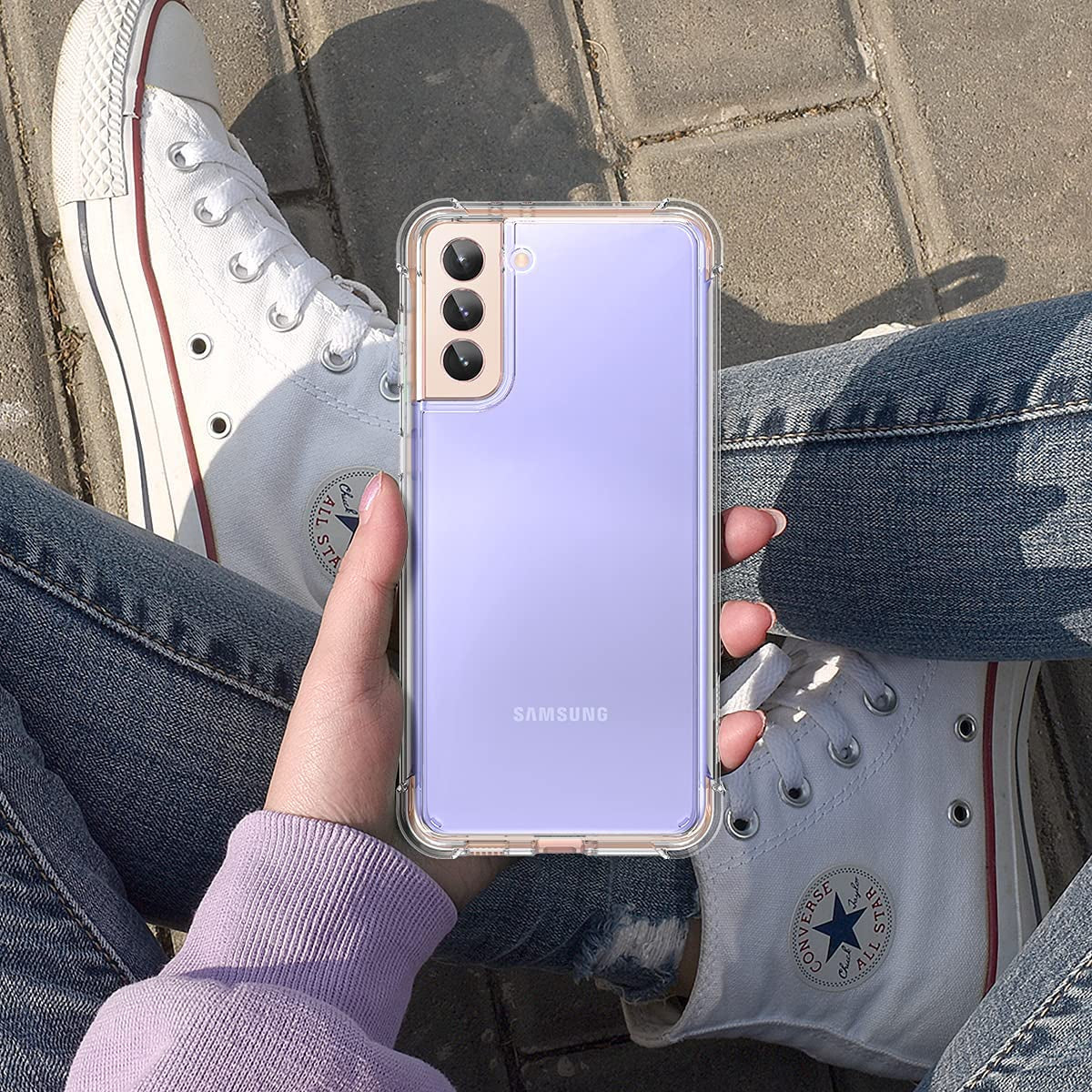 SURITCH for Samsung Galaxy S21 Clear Case 6.2" (Only), [Built-In Screen Protector] Full Body Protective Hard Shell+Soft TPU Phone Case for Samsung S21 -(Full Clear)  SURITCH   